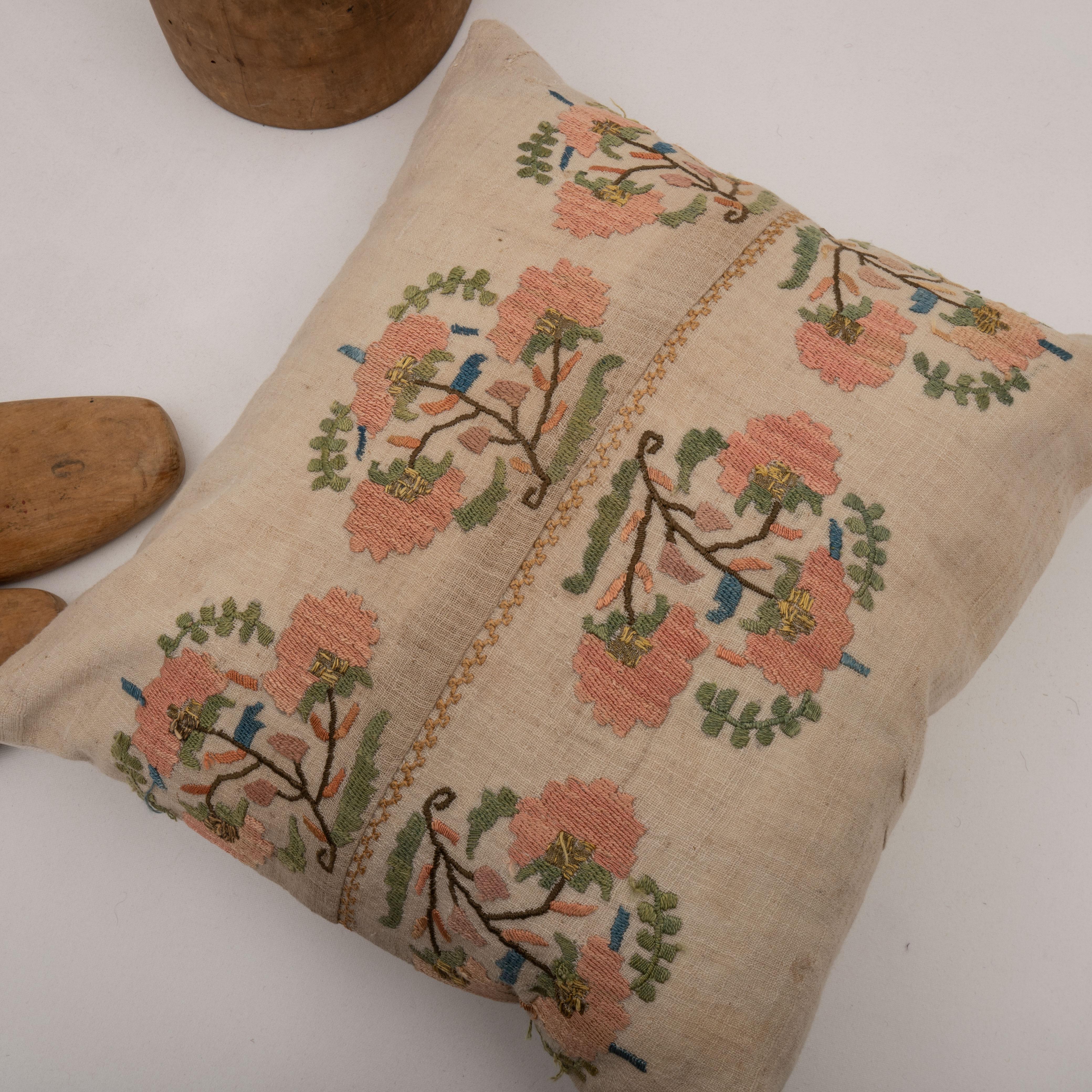 19th Century Pillow Case Made from an Antique Ottoman Embroidery For Sale