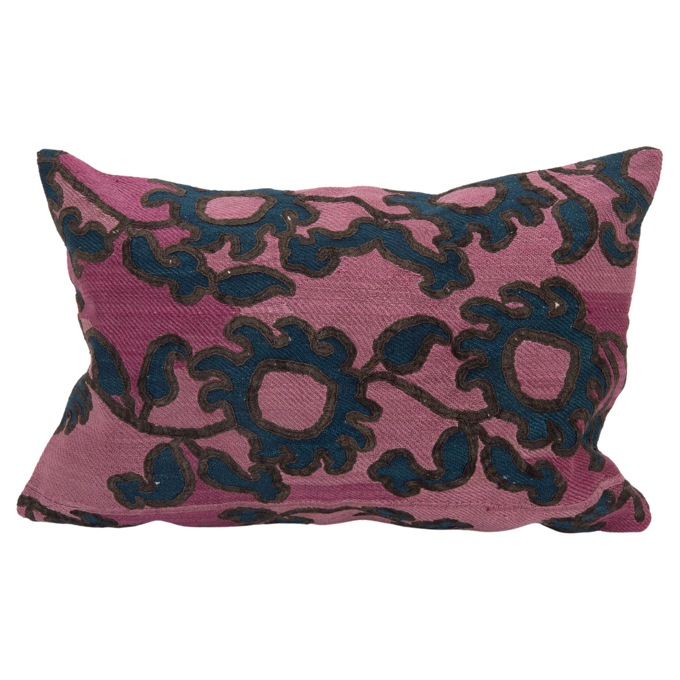 Pillow Case Made from an Antique Tajik Suzani Early 20th Century.