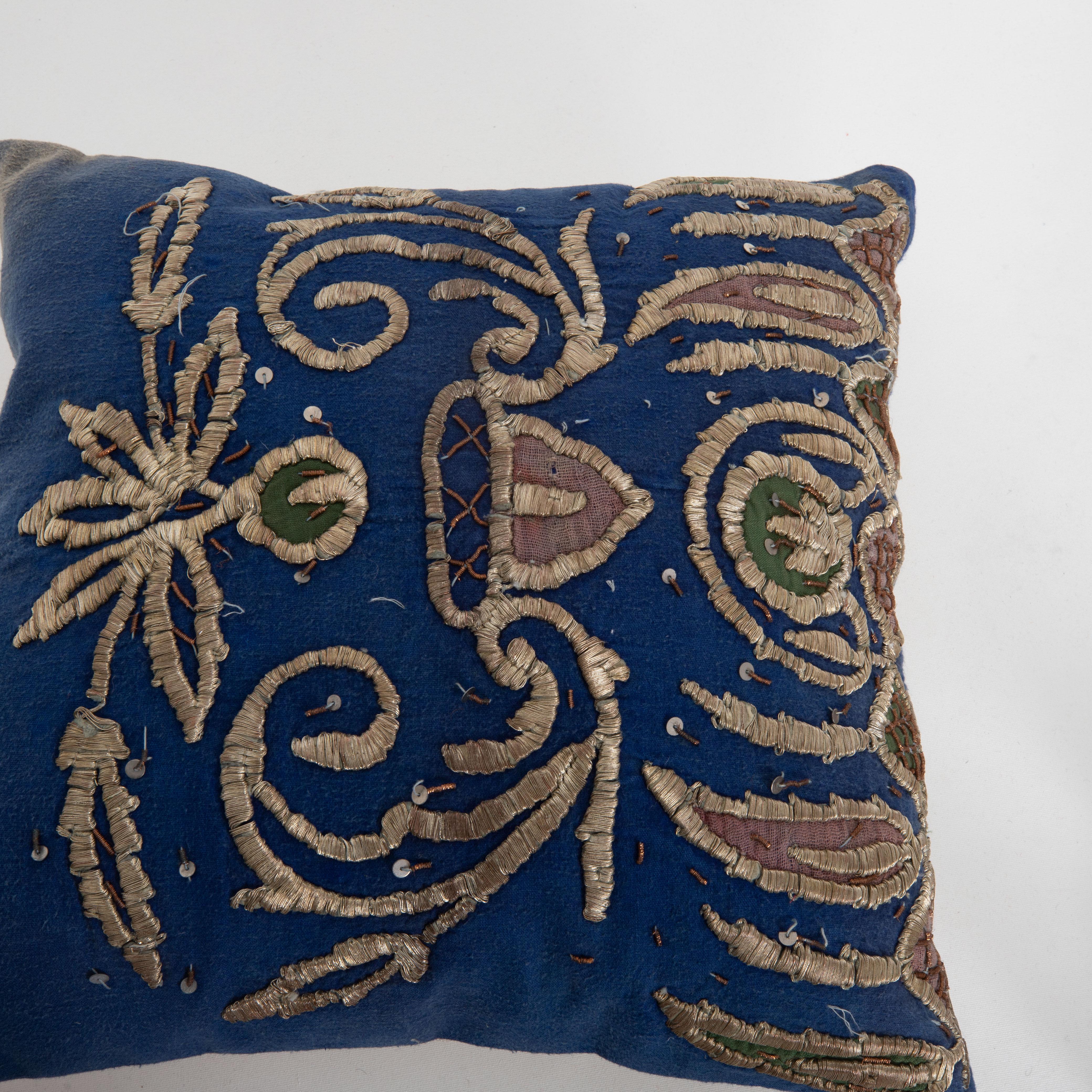 Embroidered Pillow Case Made From an E 20th C. Ottoman Sarma Panel For Sale