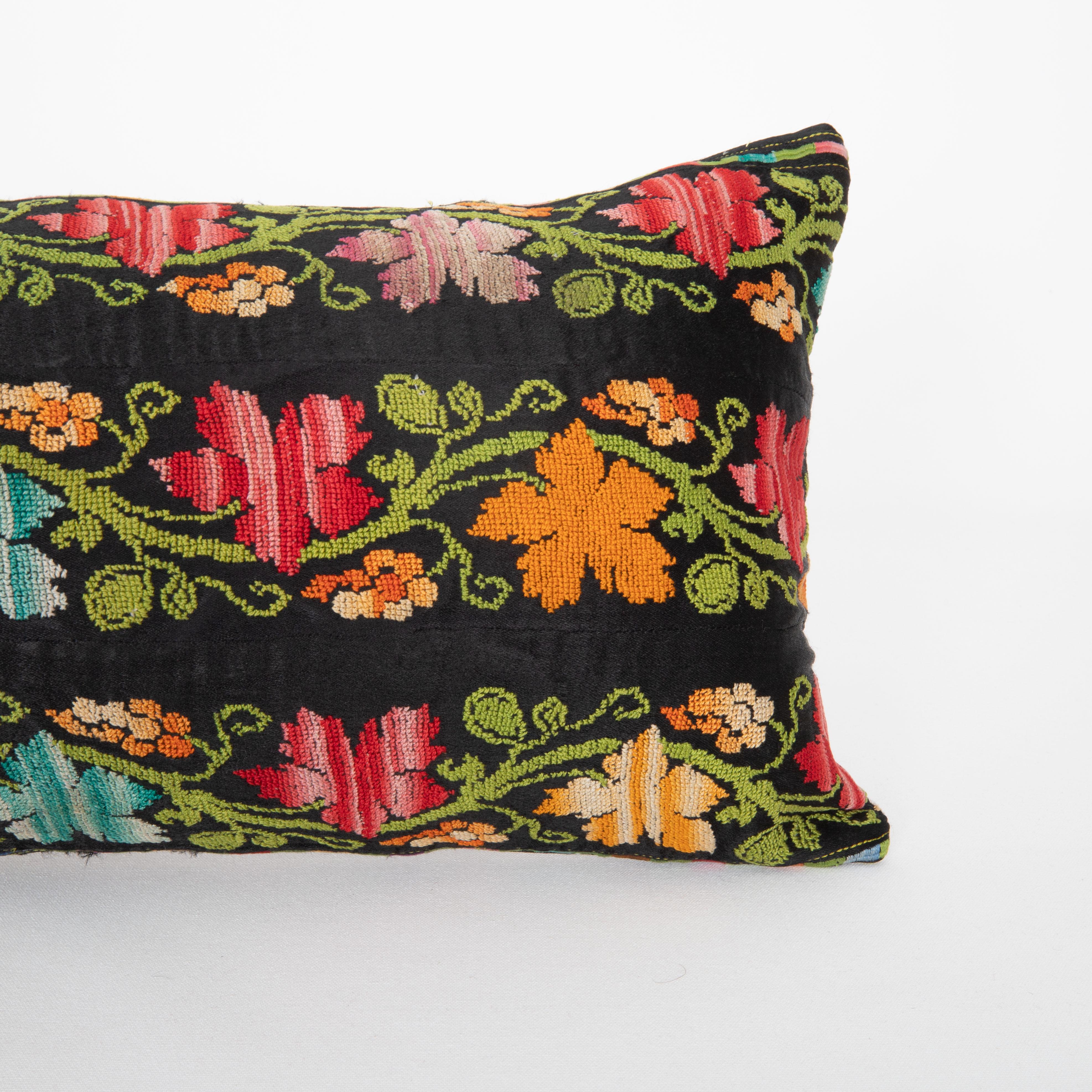 Silk Pillow Case Made From an E 20th C. Palestinian silk Embroidery For Sale
