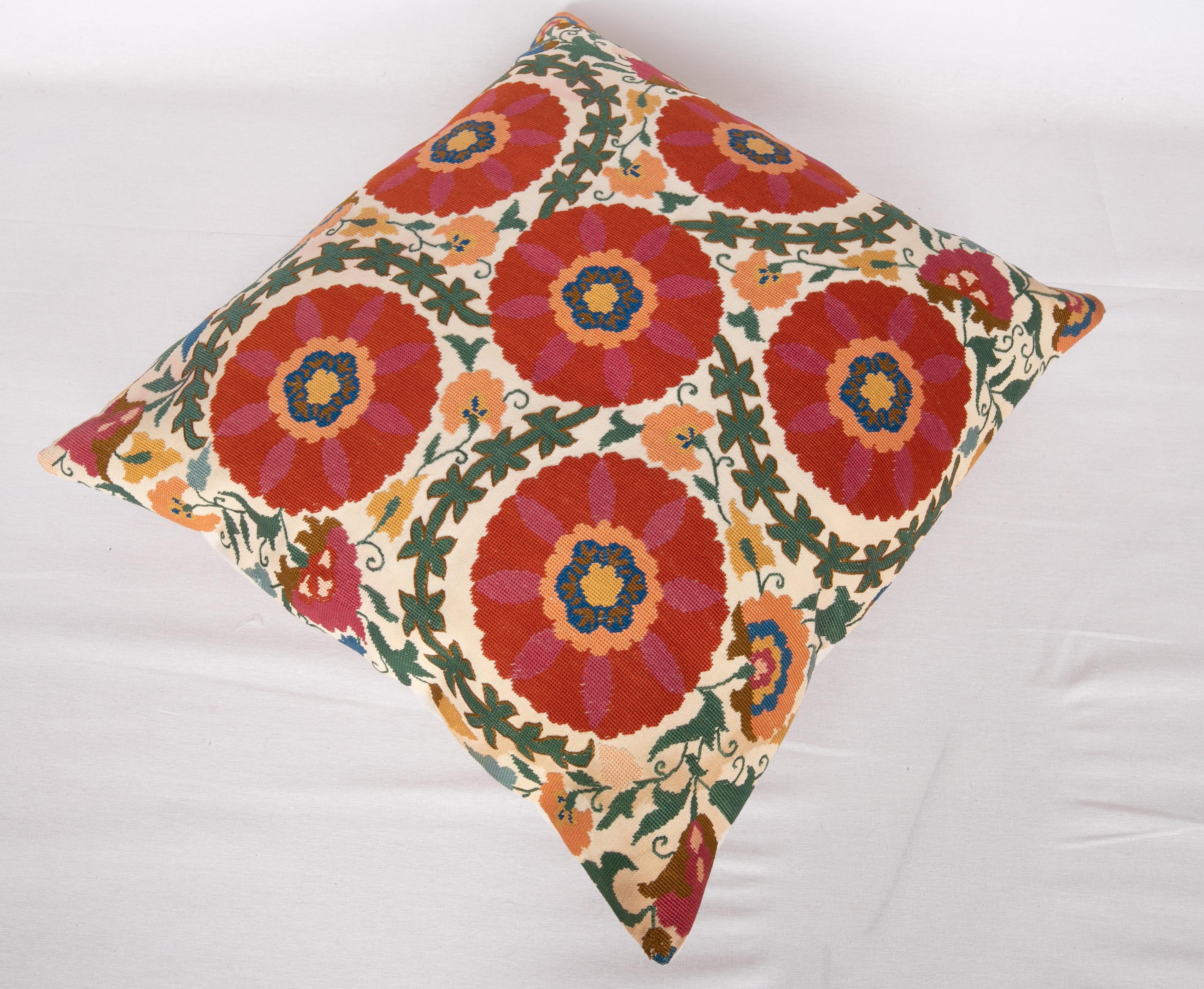 Silk Pillow Case Made from an Early 20th Century Eastern European Embroidered Panel