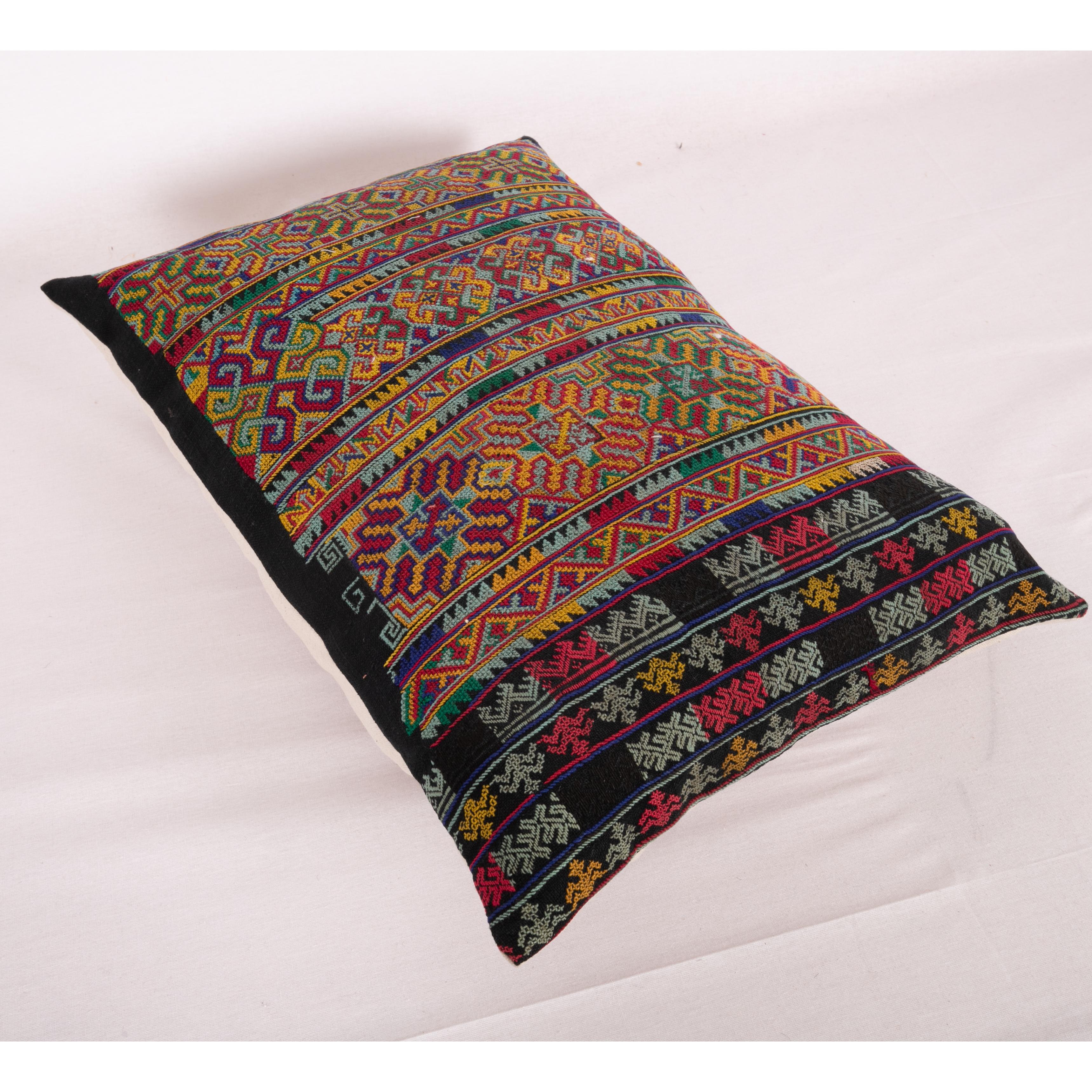 Cotton Pillow Case Made from an Early 20th Century Miao Embroidered Apron