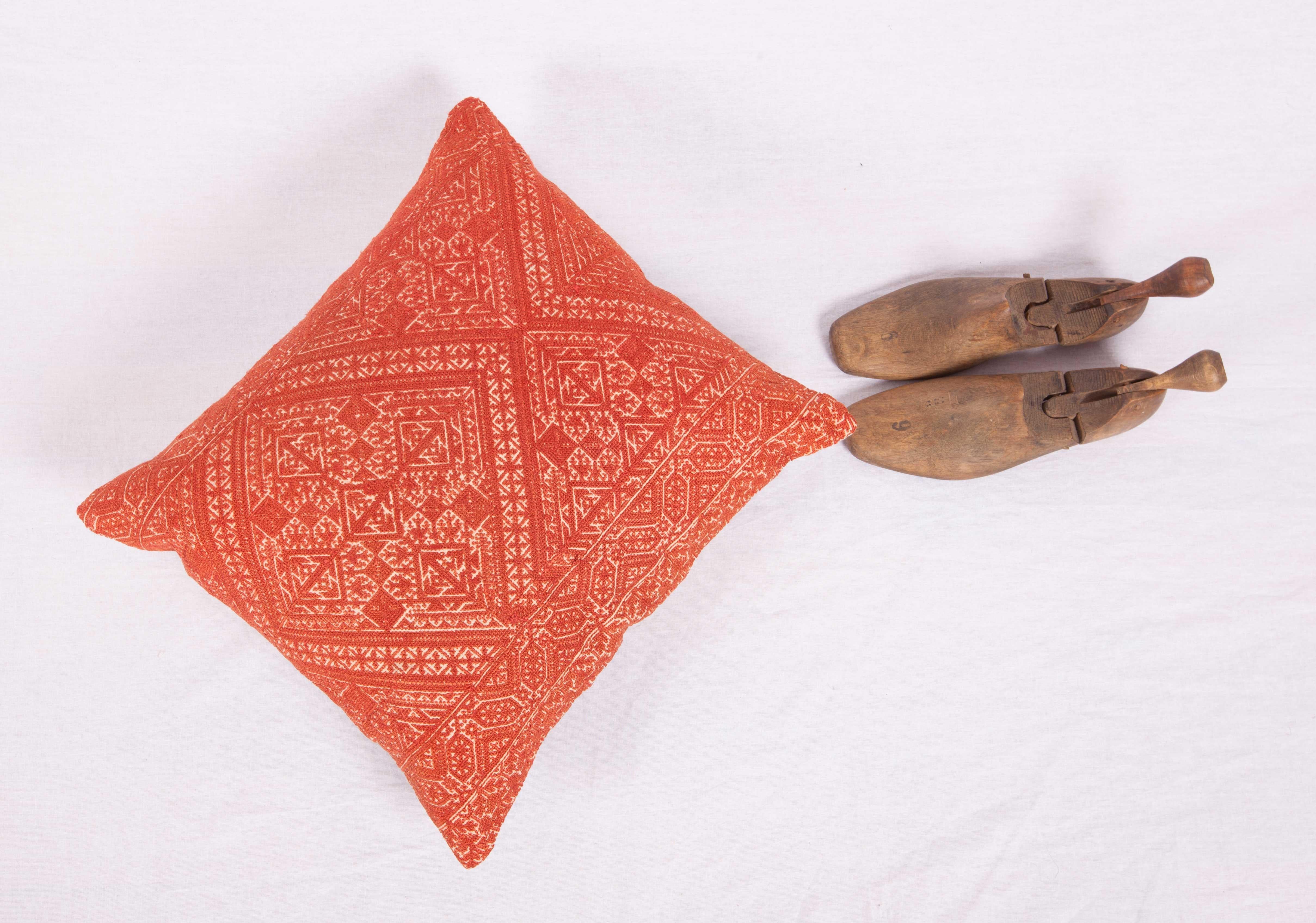 Embroidered Pillow Case Made from an Early 20th Century Fez Embroidery from Morocco For Sale