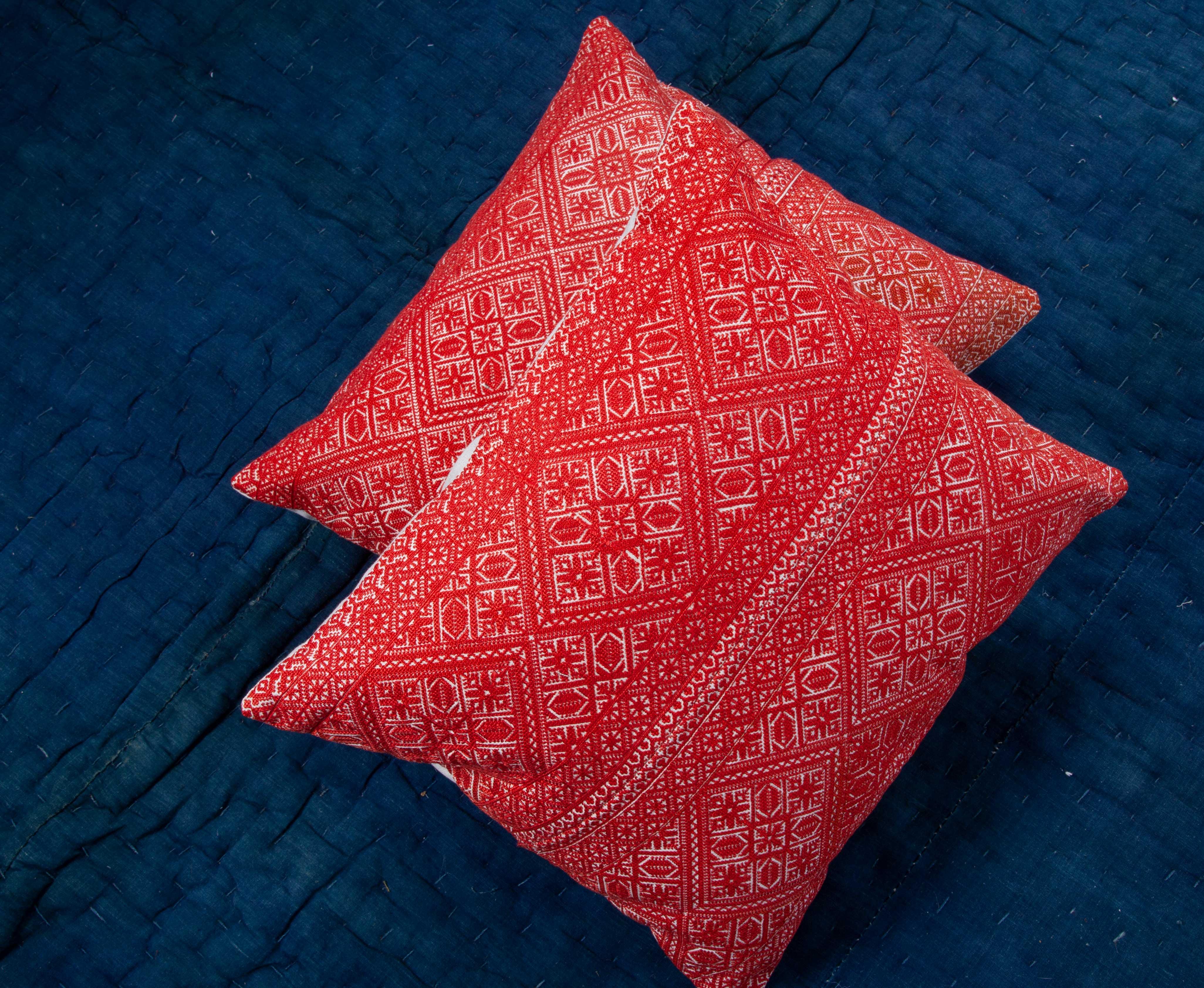 Silk Pillow Case Made from an Early 20th Century Fez Embroidery from Morocco For Sale