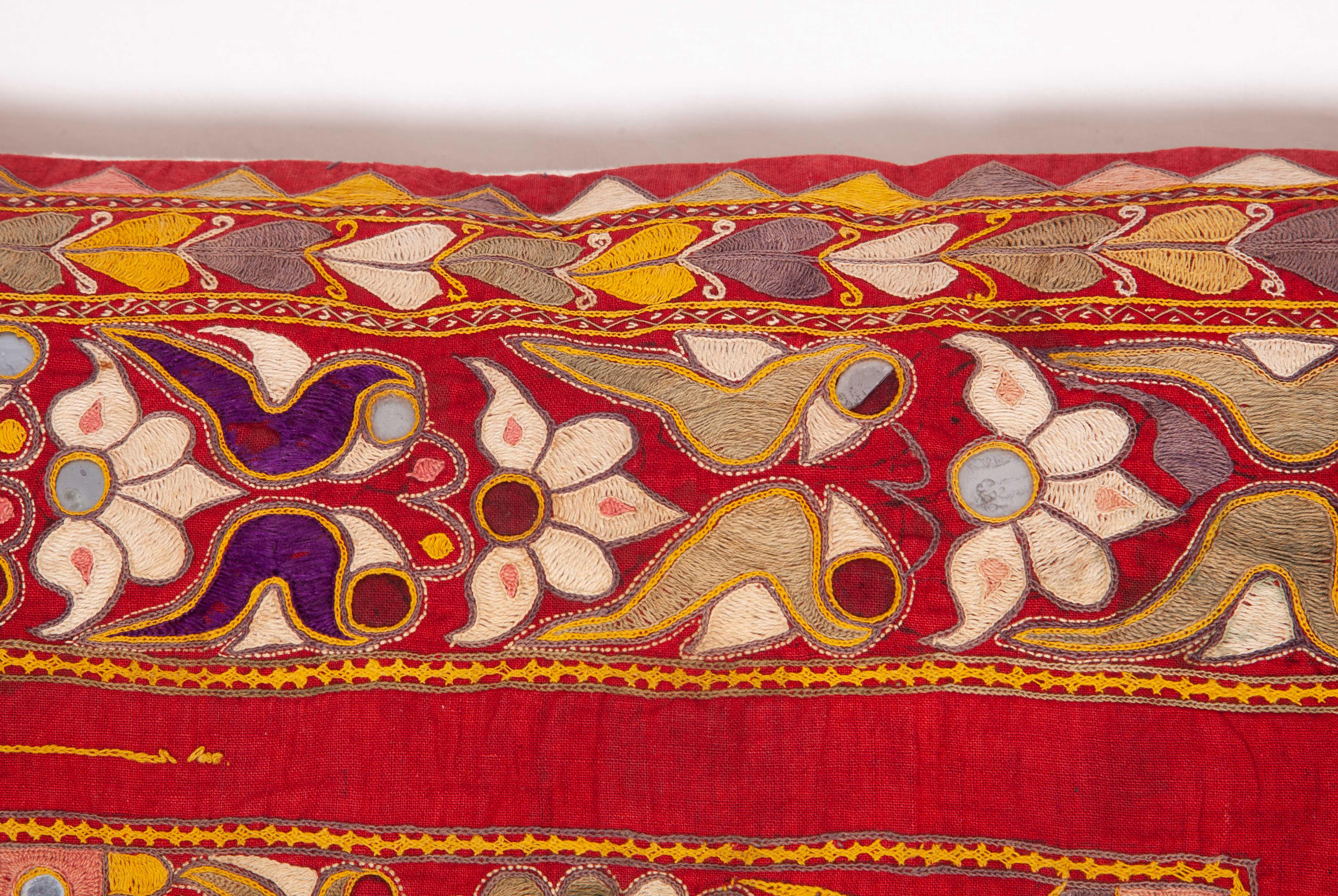 Embroidered Pillow Case Made from an Early 20th Century Embroidery from Rajastan