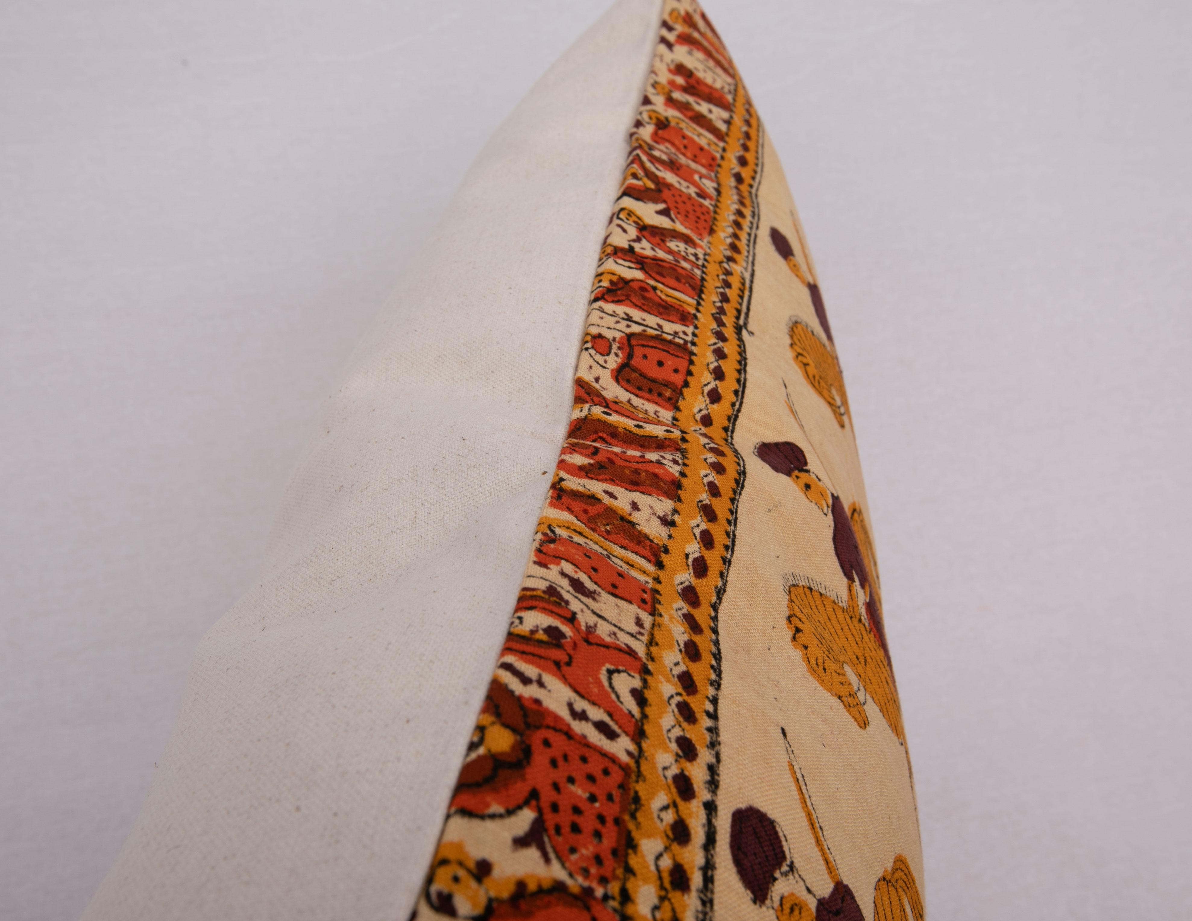 Cotton Pillow Case Made from an Indian Kalamkari, Early 20th C For Sale