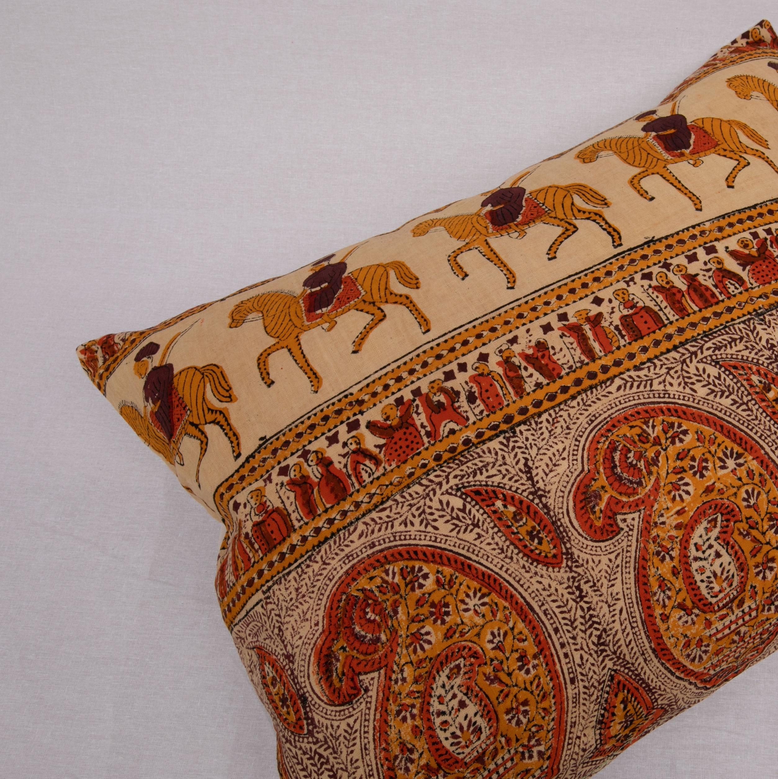 Pillow Case Made from an Indian Kalamkari, Early 20th C For Sale 1