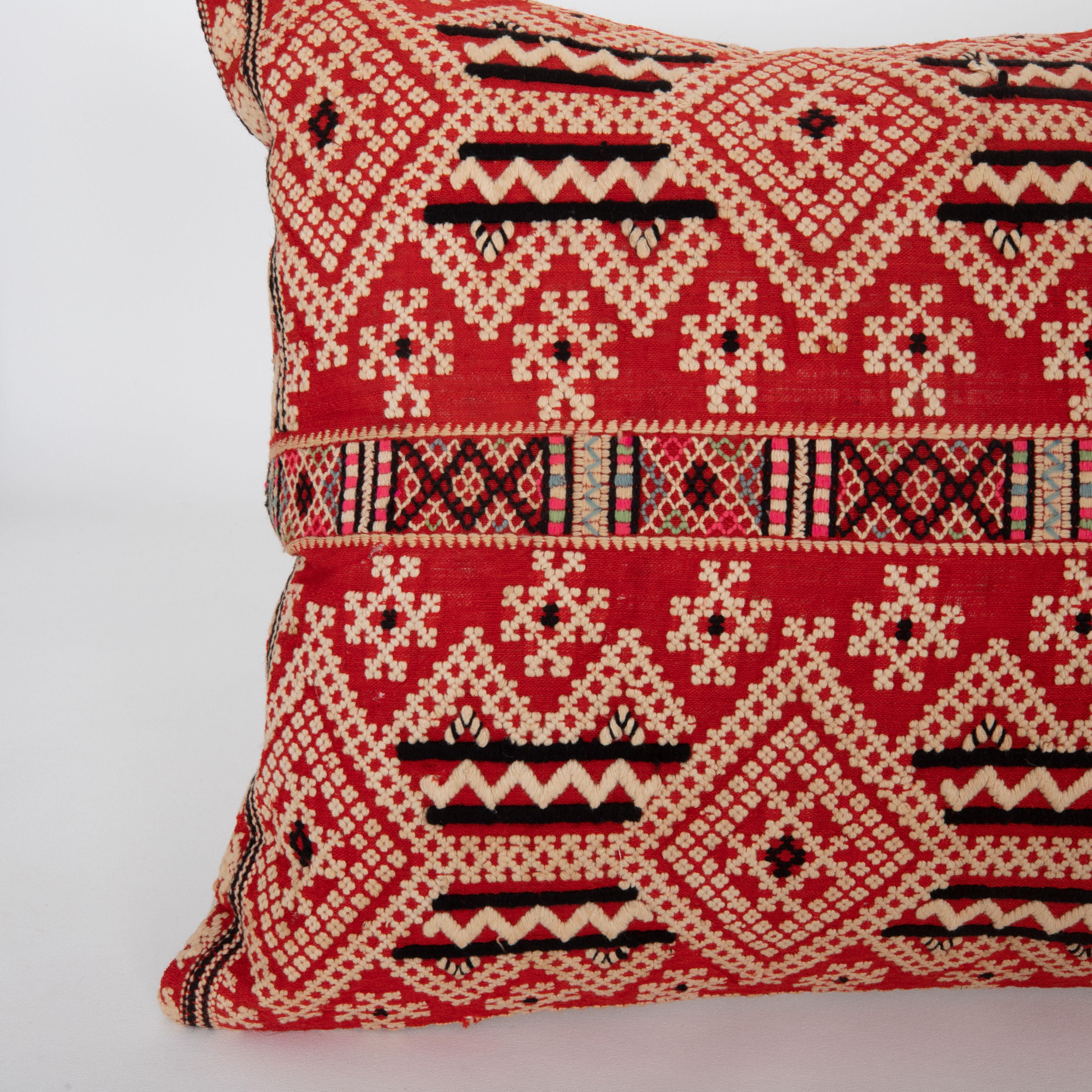 Bohemian Pillow Case Made From an Mid 20th C Eastern European Apron For Sale