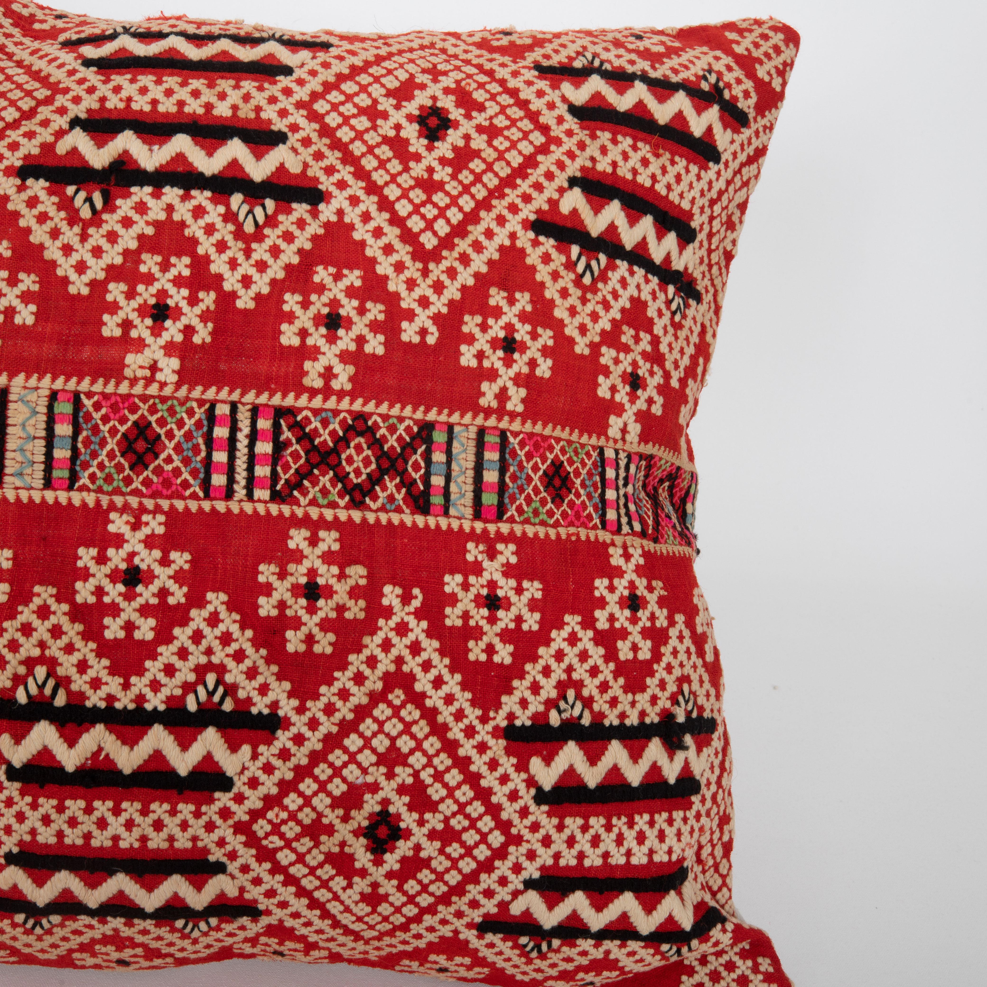 Embroidered Pillow Case Made From an Mid 20th C Eastern European Apron For Sale
