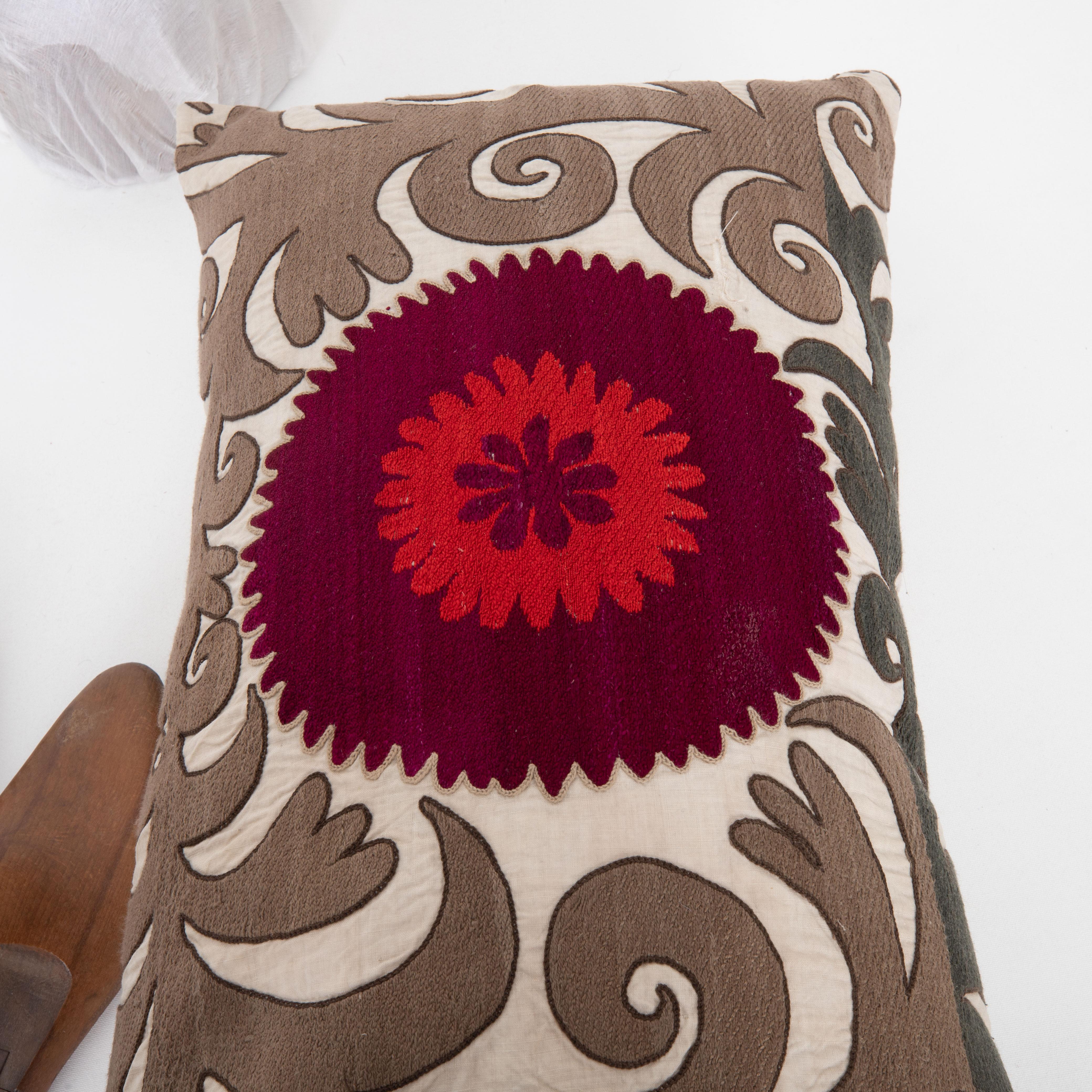 20th Century Pillow Case Made from an Old Uzbek Silk Suzani For Sale