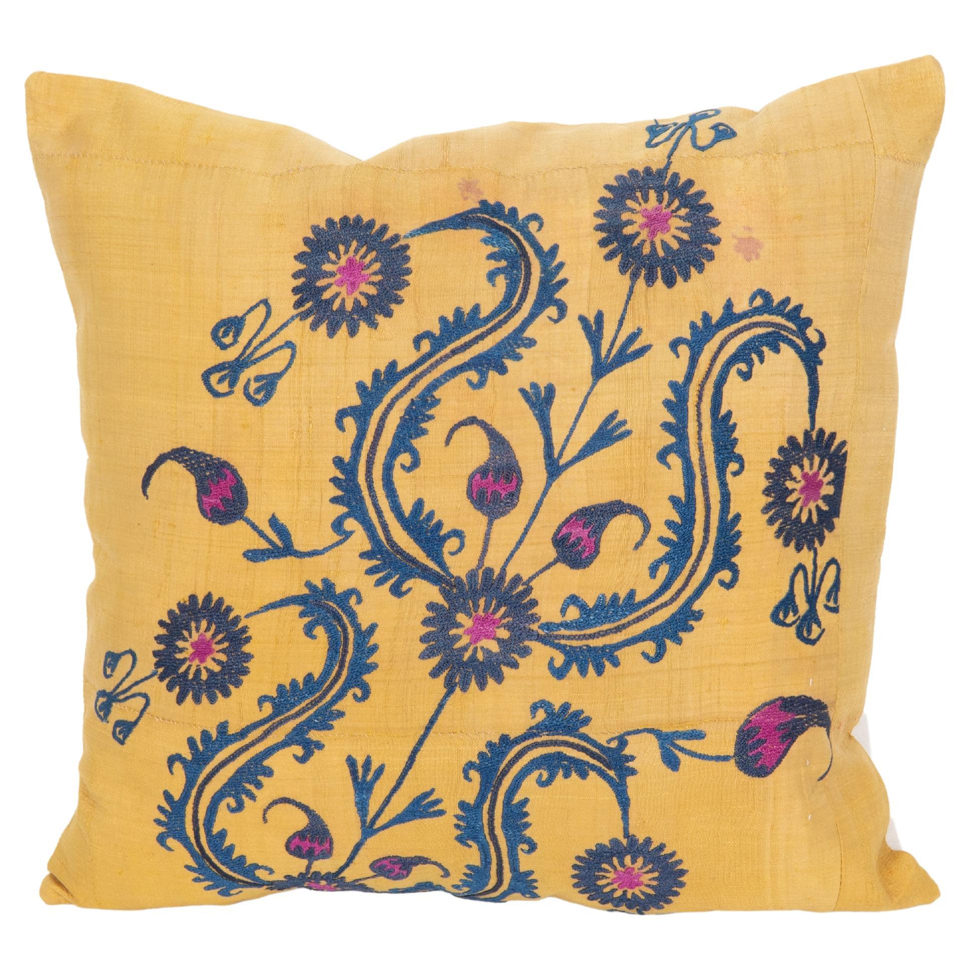 Pillow Case Made from an Old Uzbek Silk Suzani For Sale