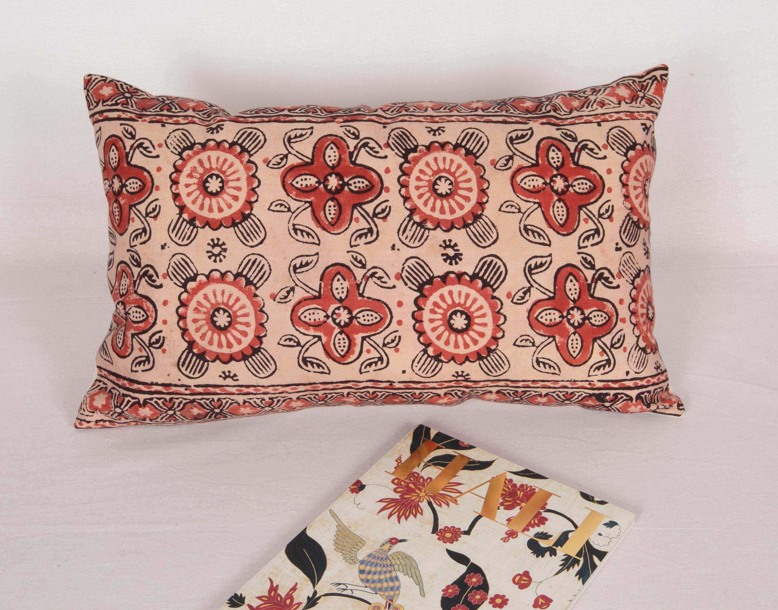 Kalamkari Pillow Case Made from an Uzbek Block Print, Early 20th C For Sale
