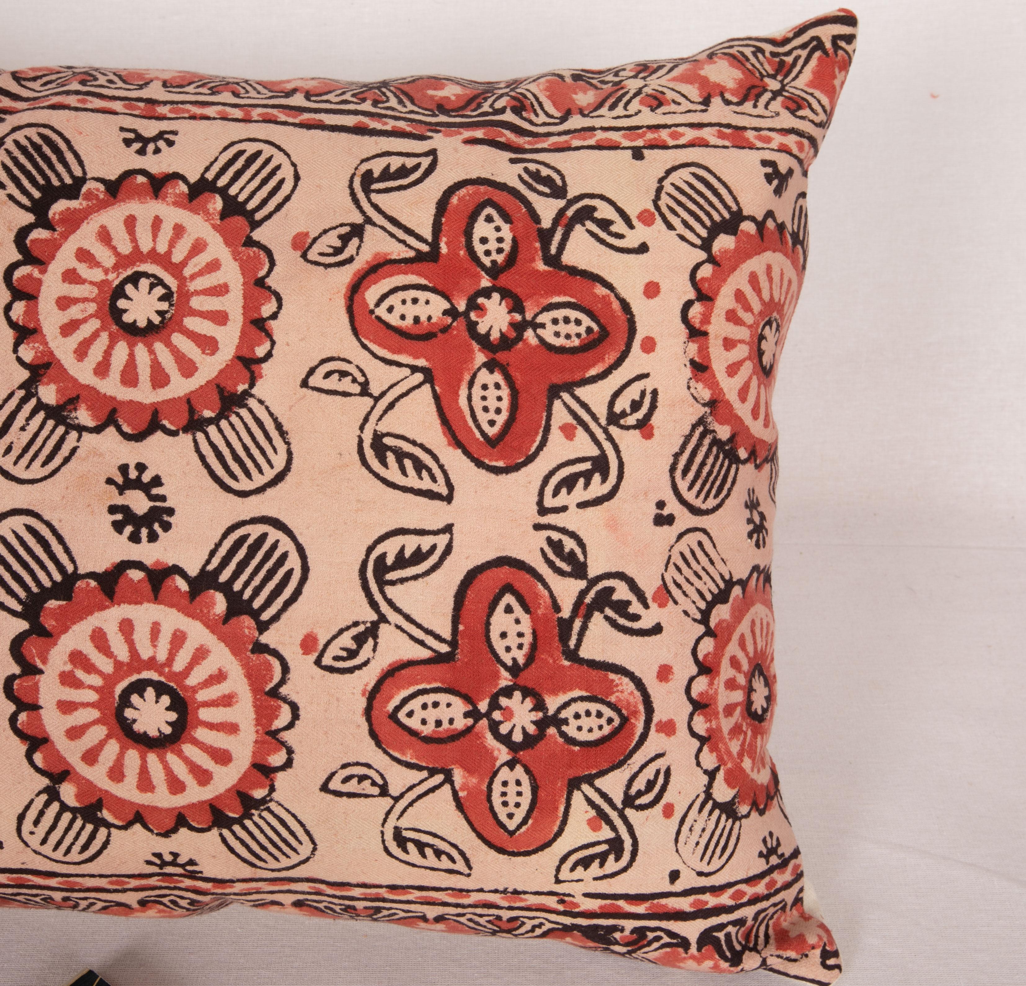 20th Century Pillow Case Made from an Uzbek Block Print, Early 20th C For Sale