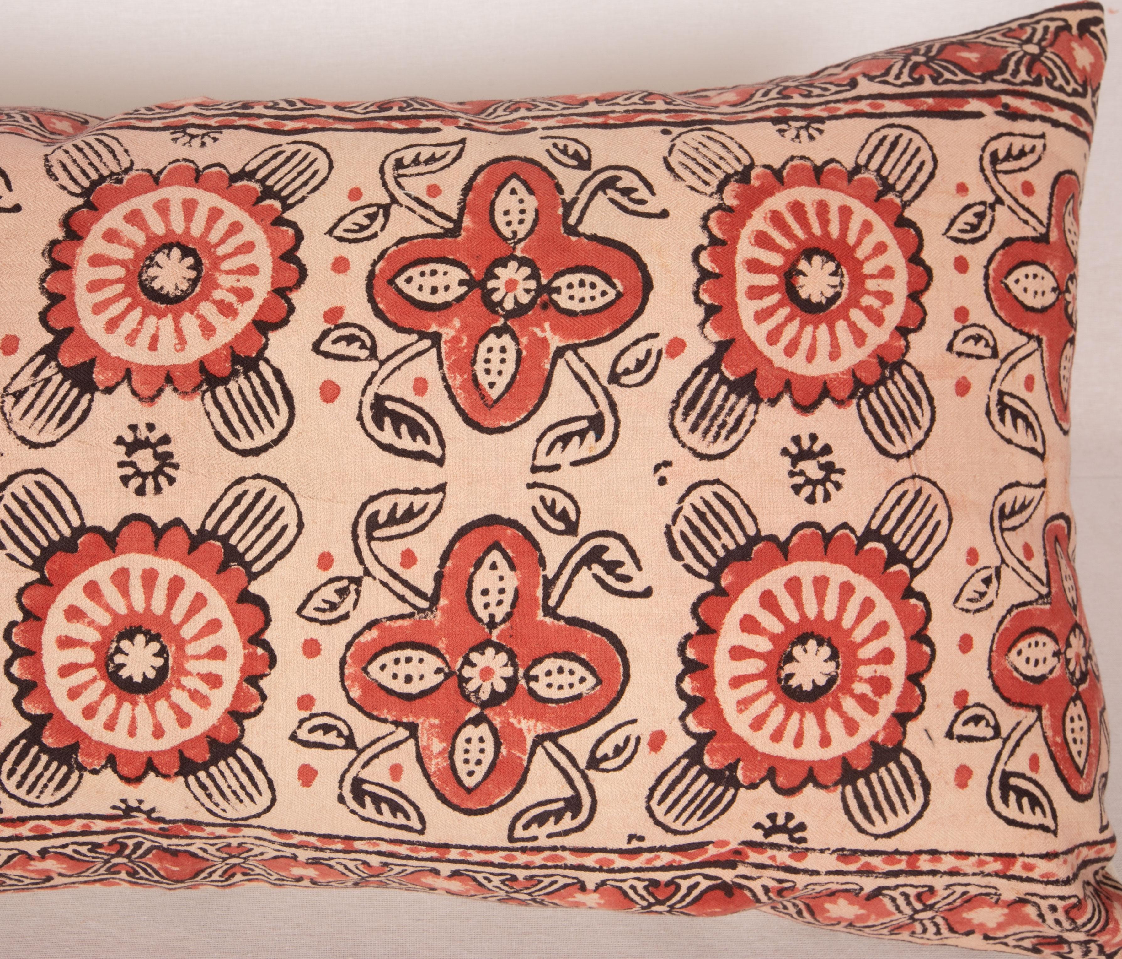 20th Century Pillow Case Made from an Uzbek Block Print, Early 20th C For Sale
