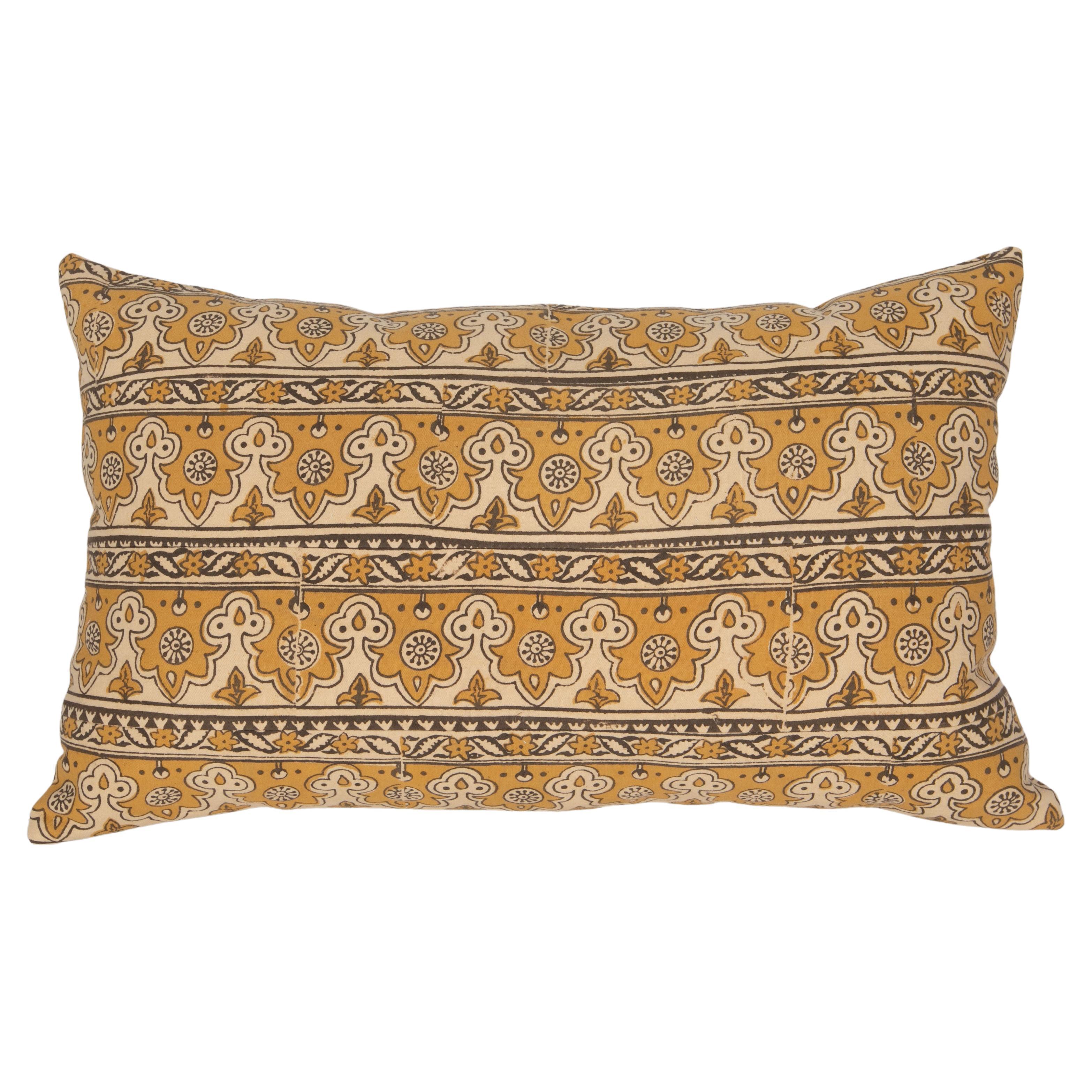 Pillow Case Made from an Uzbek Block Print, Early 20th C For Sale