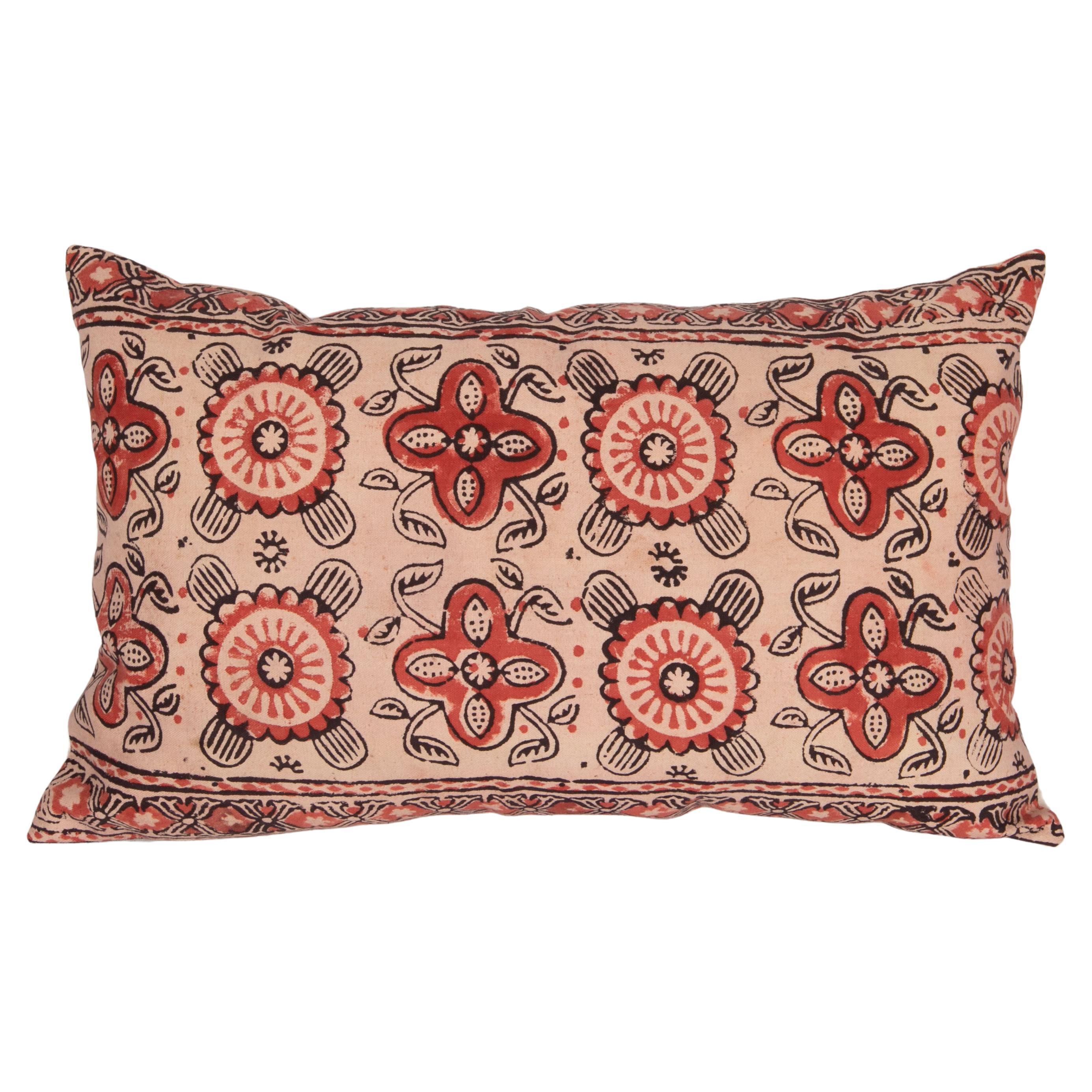 Pillow Case Made from an Uzbek Block Print, Early 20th C For Sale