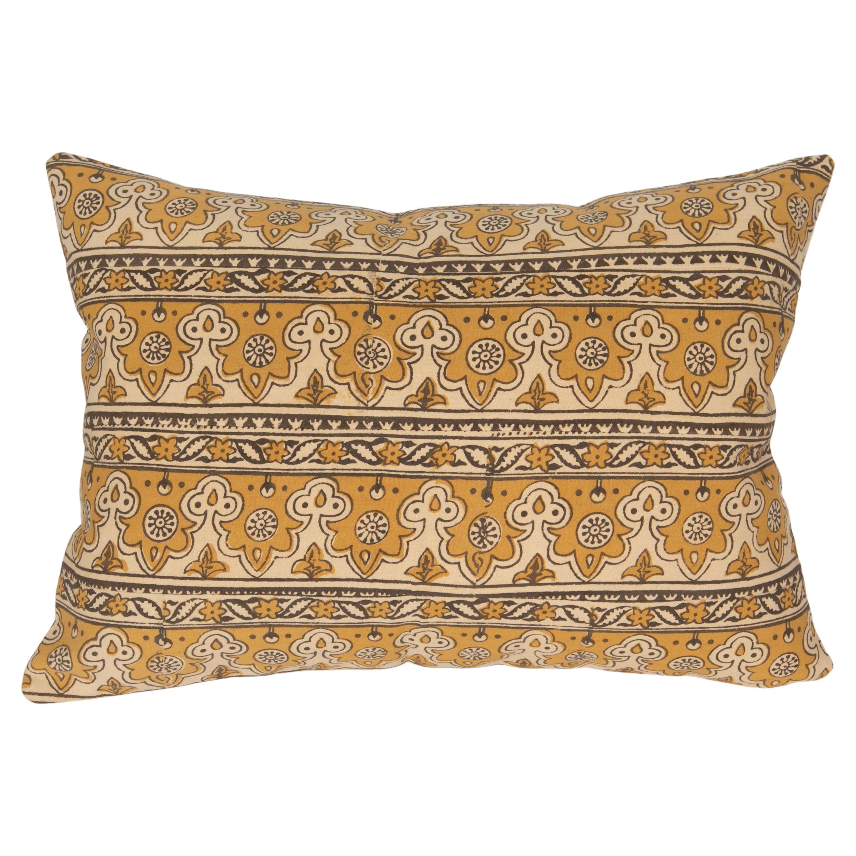 Pillow Case Made from an Uzbek Block Print, Early 20th C For Sale