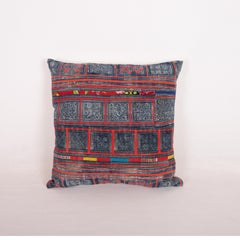 Pillow Case Made from Hmong Hill Tribe Batik Textile Mid 20th C