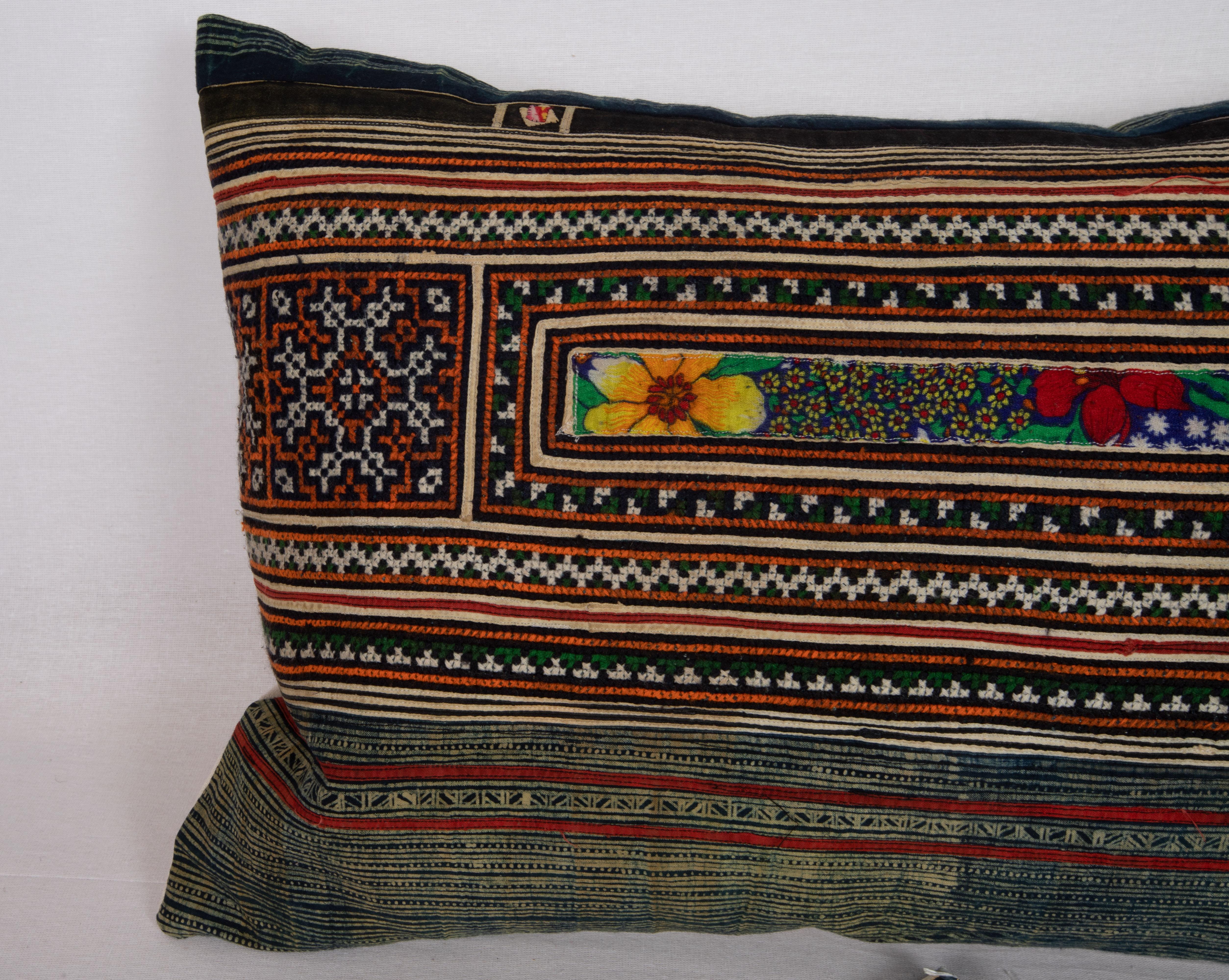 Vietnamese Pillow Case Made from Hmong Hill Tribe Batik Textile Mid 20th C