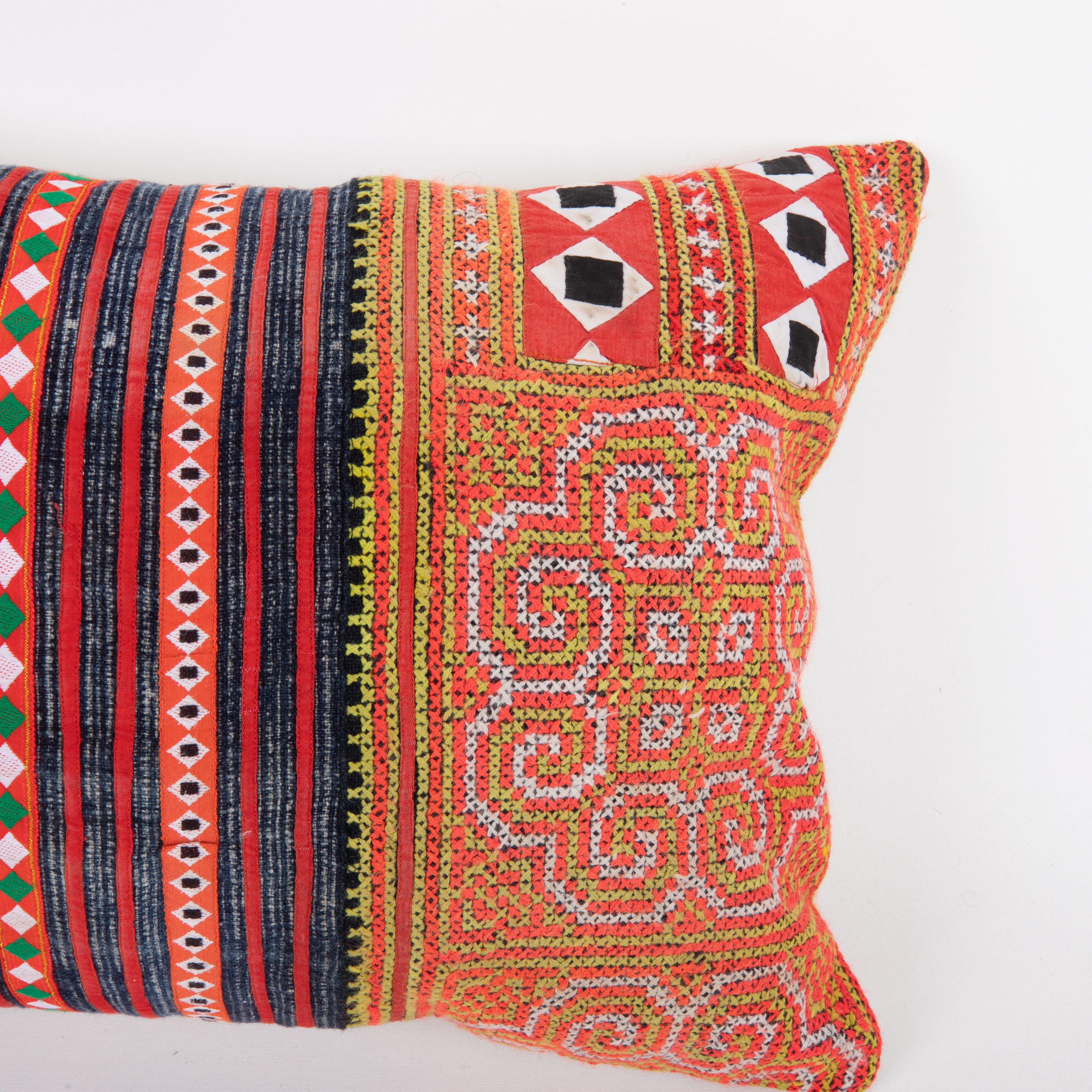 Vietnamese Pillow Case Made from Hmong Hill Tribe Batik Textile Mid 20th C For Sale
