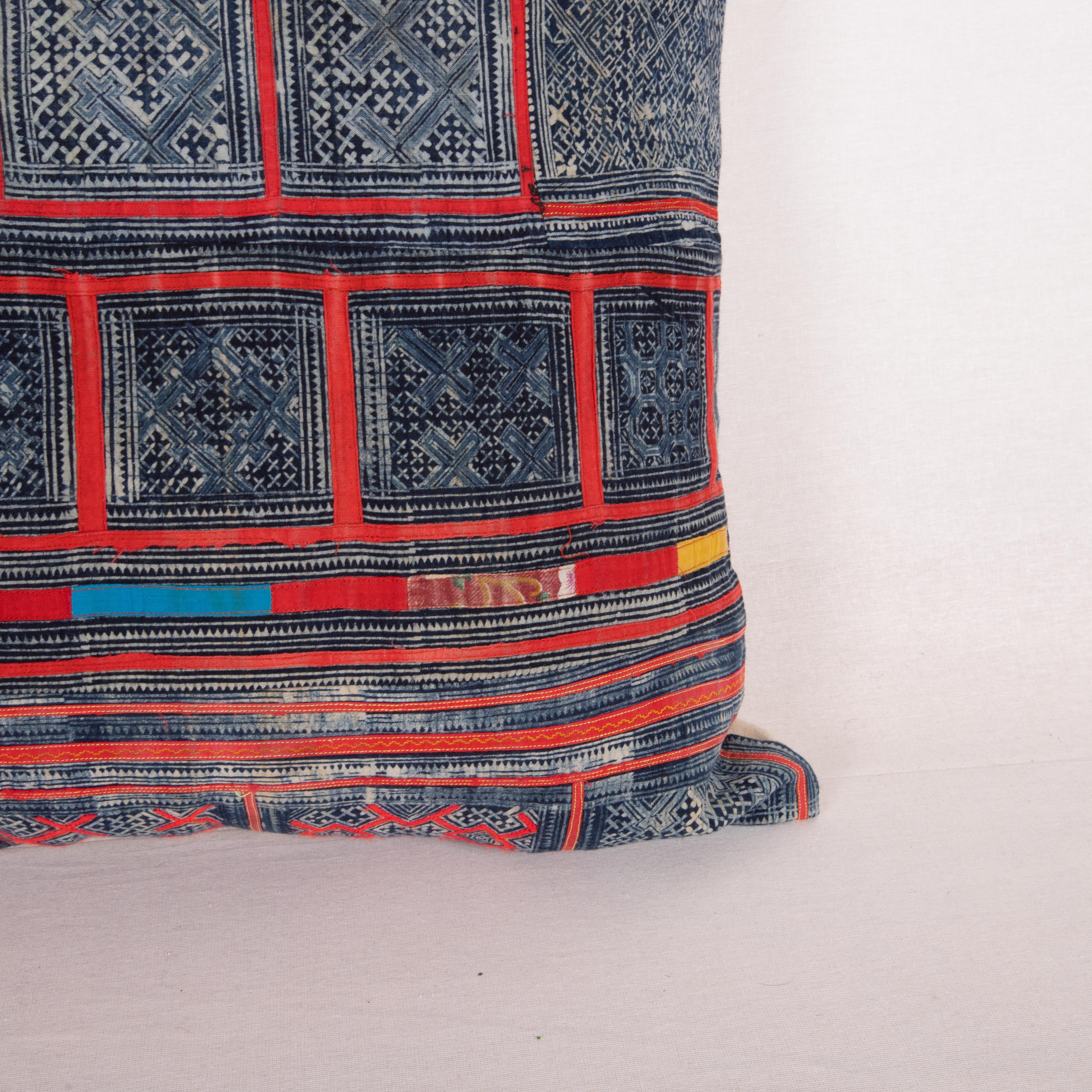 Vietnamese Pillow Case Made from Hmong Hill Tribe Batik Textile Mid 20th C For Sale