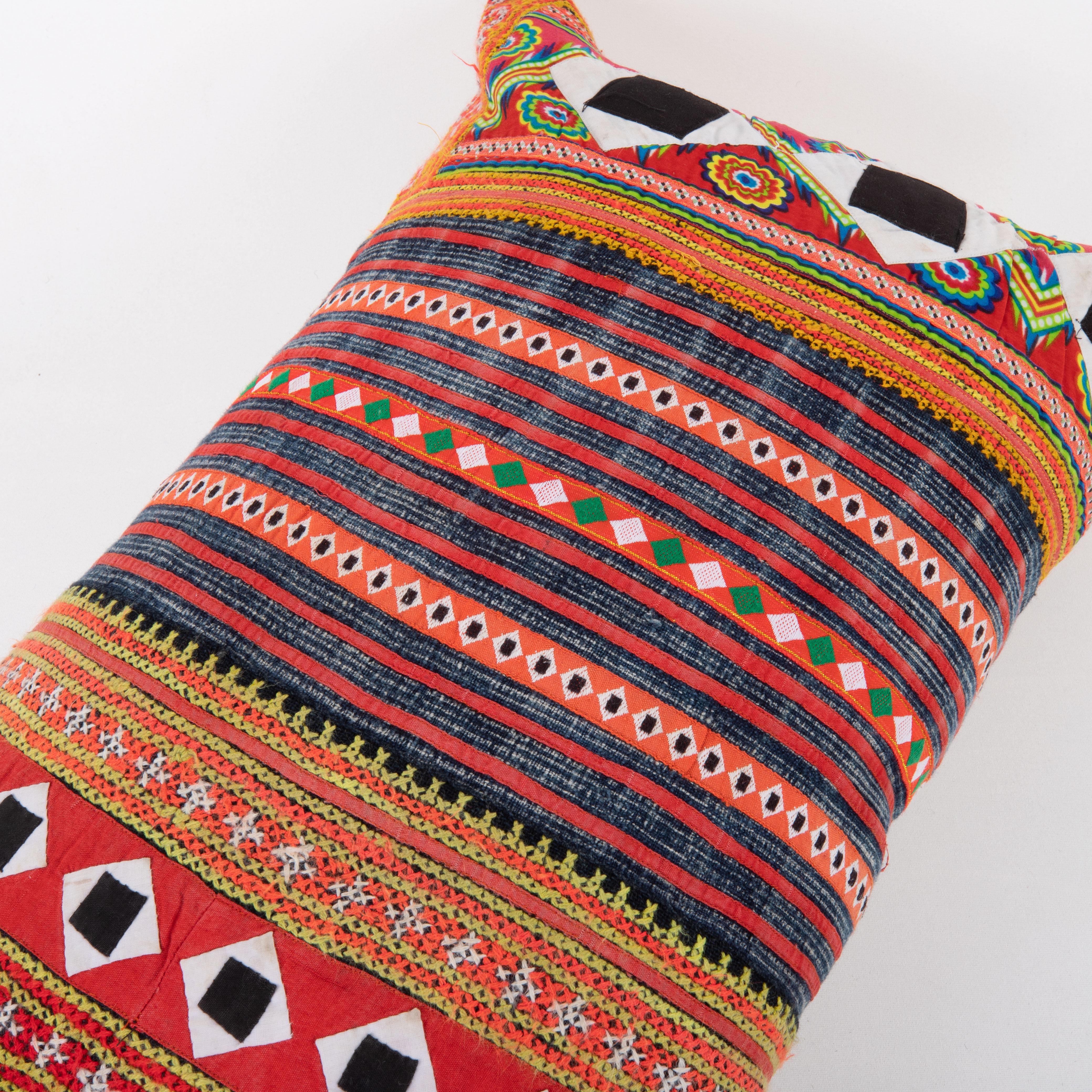 20th Century Pillow Case Made from Hmong Hill Tribe Batik Textile Mid 20th C For Sale