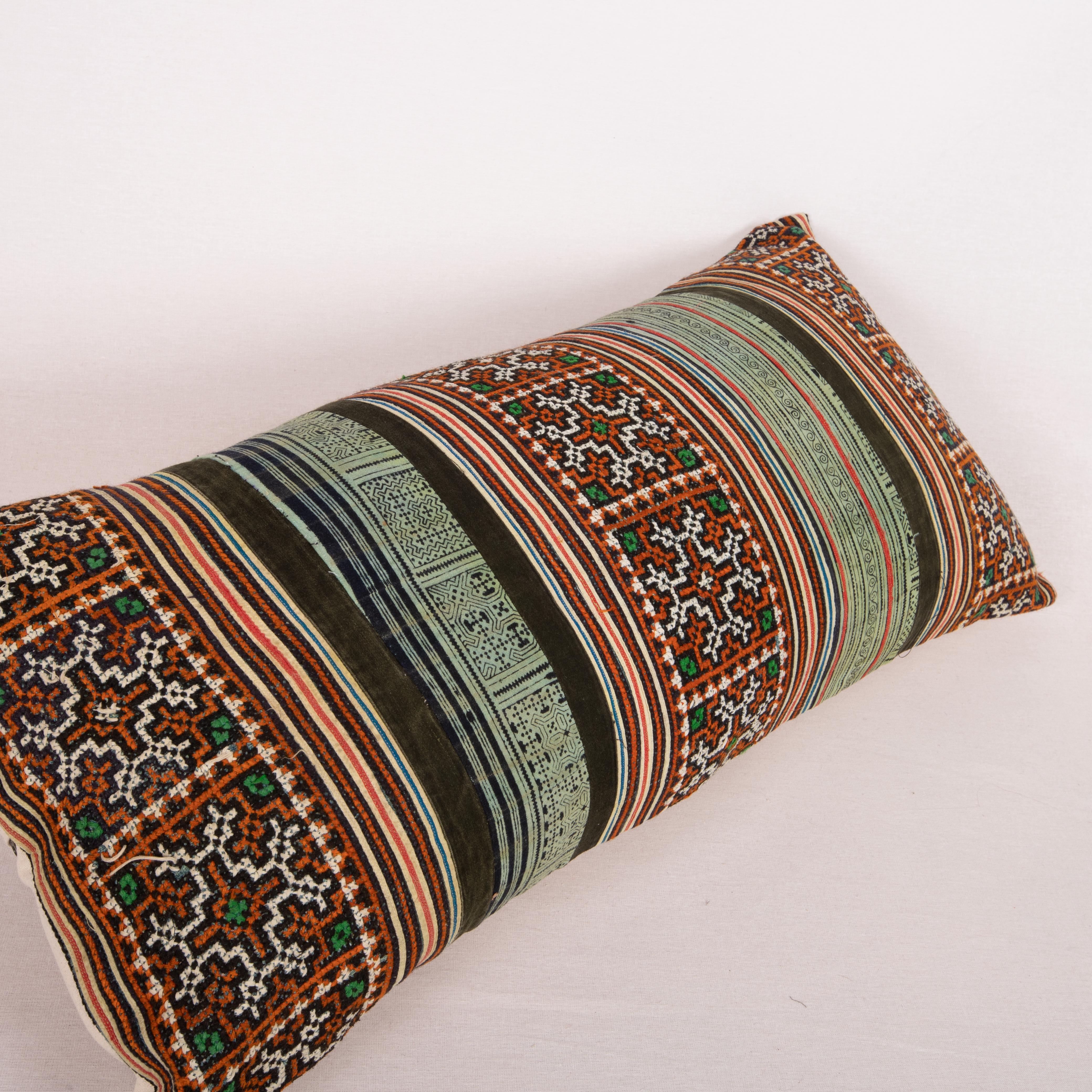 Cotton Pillow Case Made from Hmong Hill Tribe Batik Textile Mid 20th C