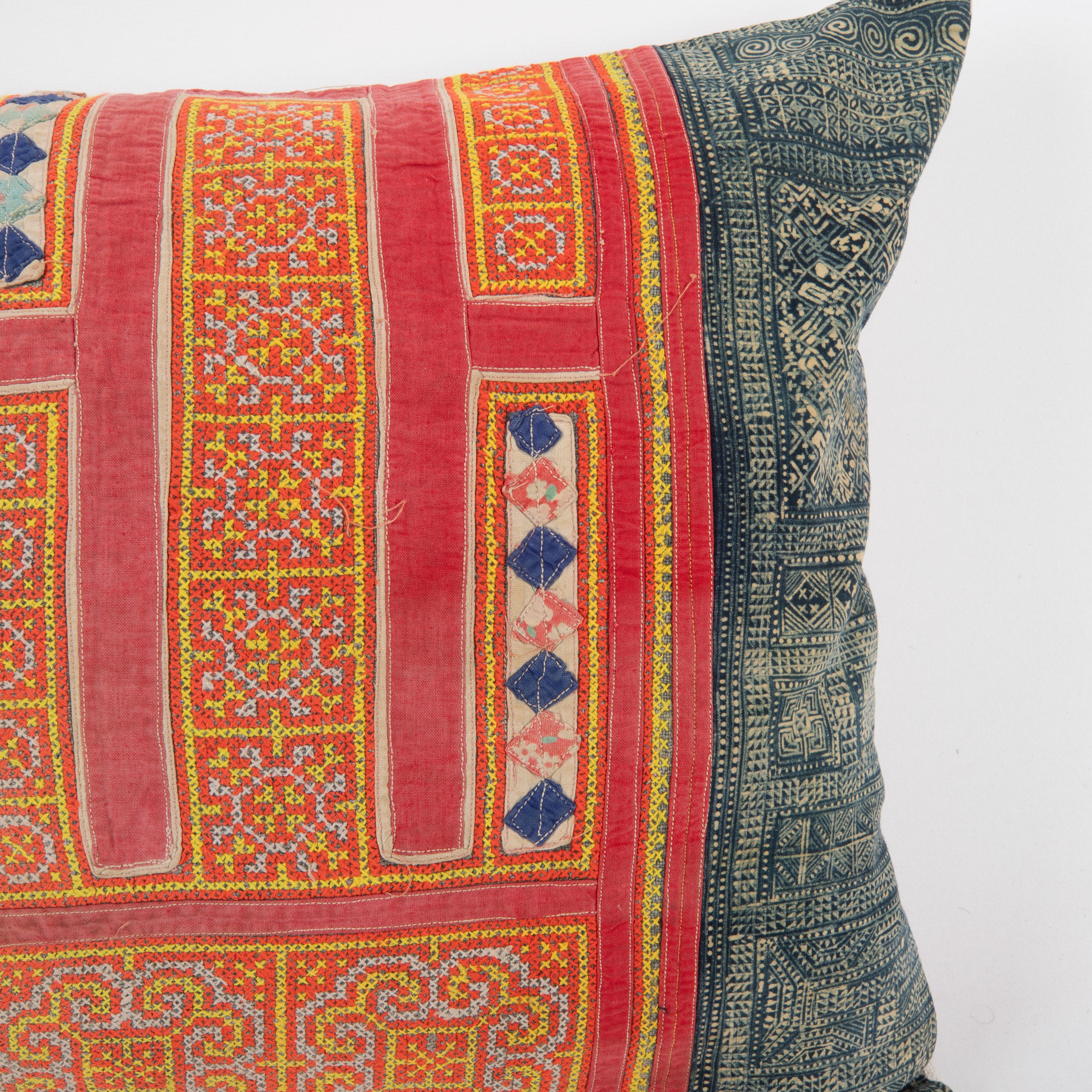 Cotton Pillow Case Made from Hmong Hill Tribe Batik Textile Mid 20th C