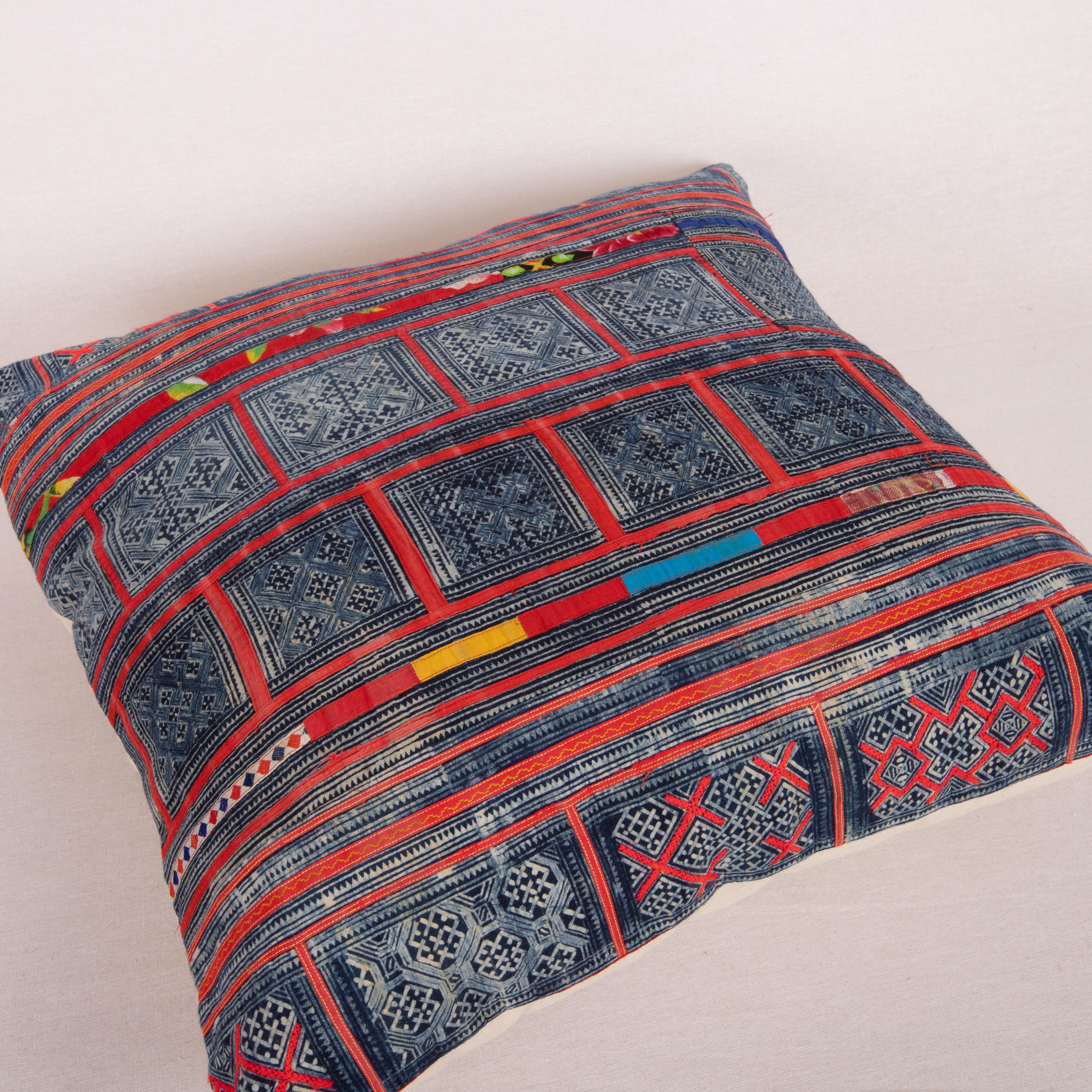 Cotton Pillow Case Made from Hmong Hill Tribe Batik Textile Mid 20th C For Sale