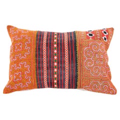 Retro Pillow Case Made from Hmong Hill Tribe Batik Textile Mid 20th C