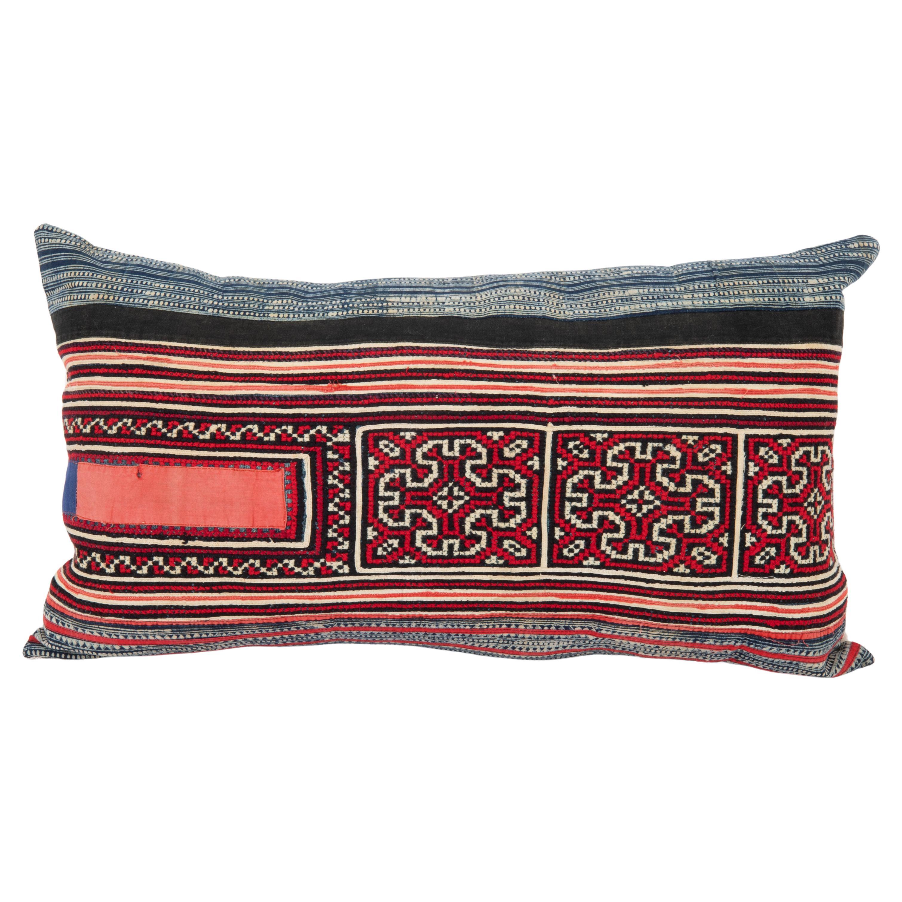 Pillow Case Made from Hmong Hill Tribe Batik Textile Mid 20th C