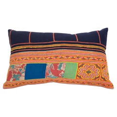 Vintage Pillow Case Made from Hmong Hill Tribe Batik Textile Mid 20th C
