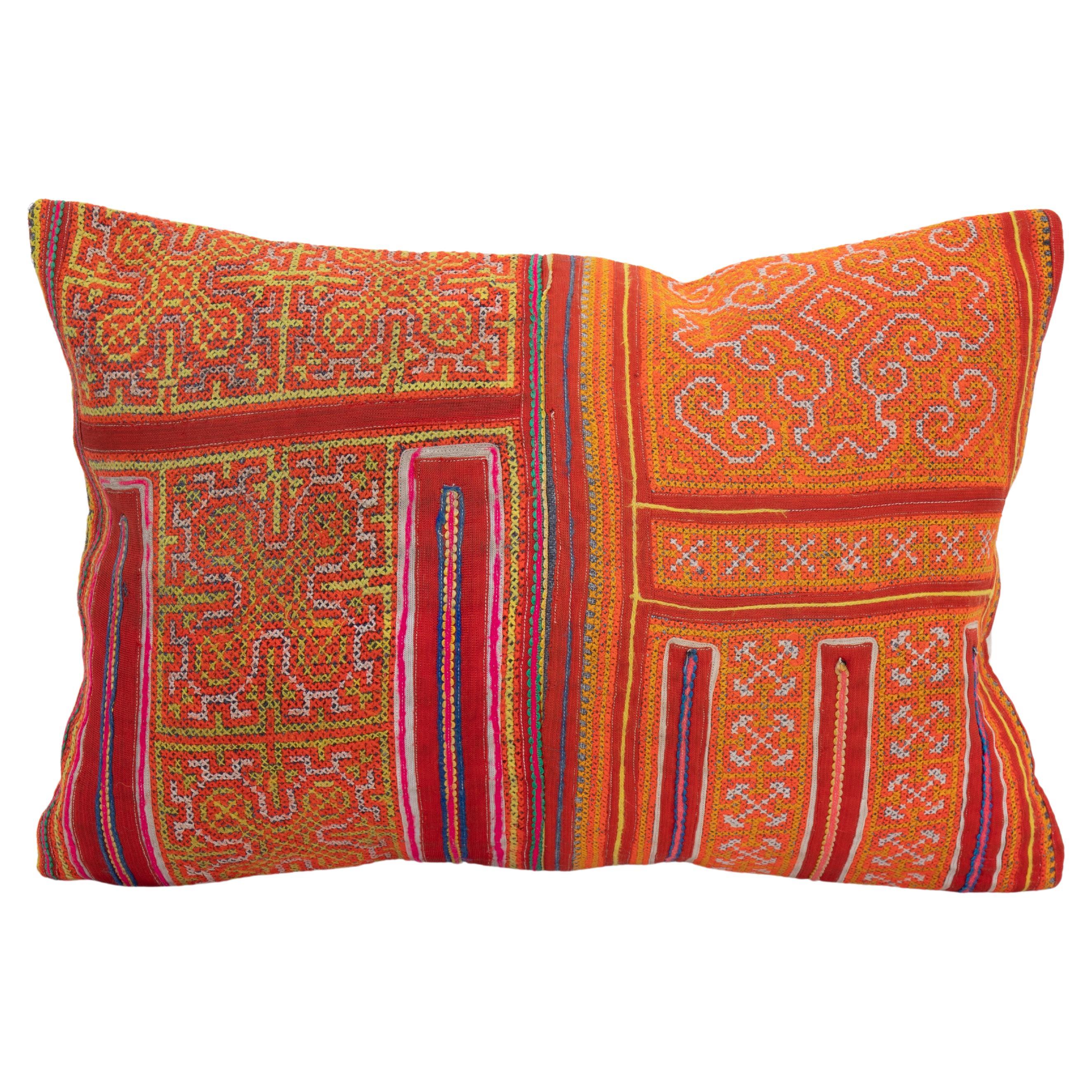 Pillow Case Made from Hmong Hill Tribe Batik Textile Mid 20th C