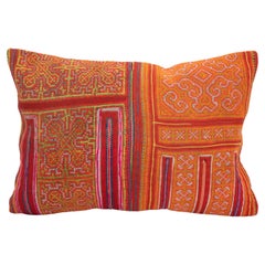 Vintage Pillow Case Made from Hmong Hill Tribe Batik Textile Mid 20th C