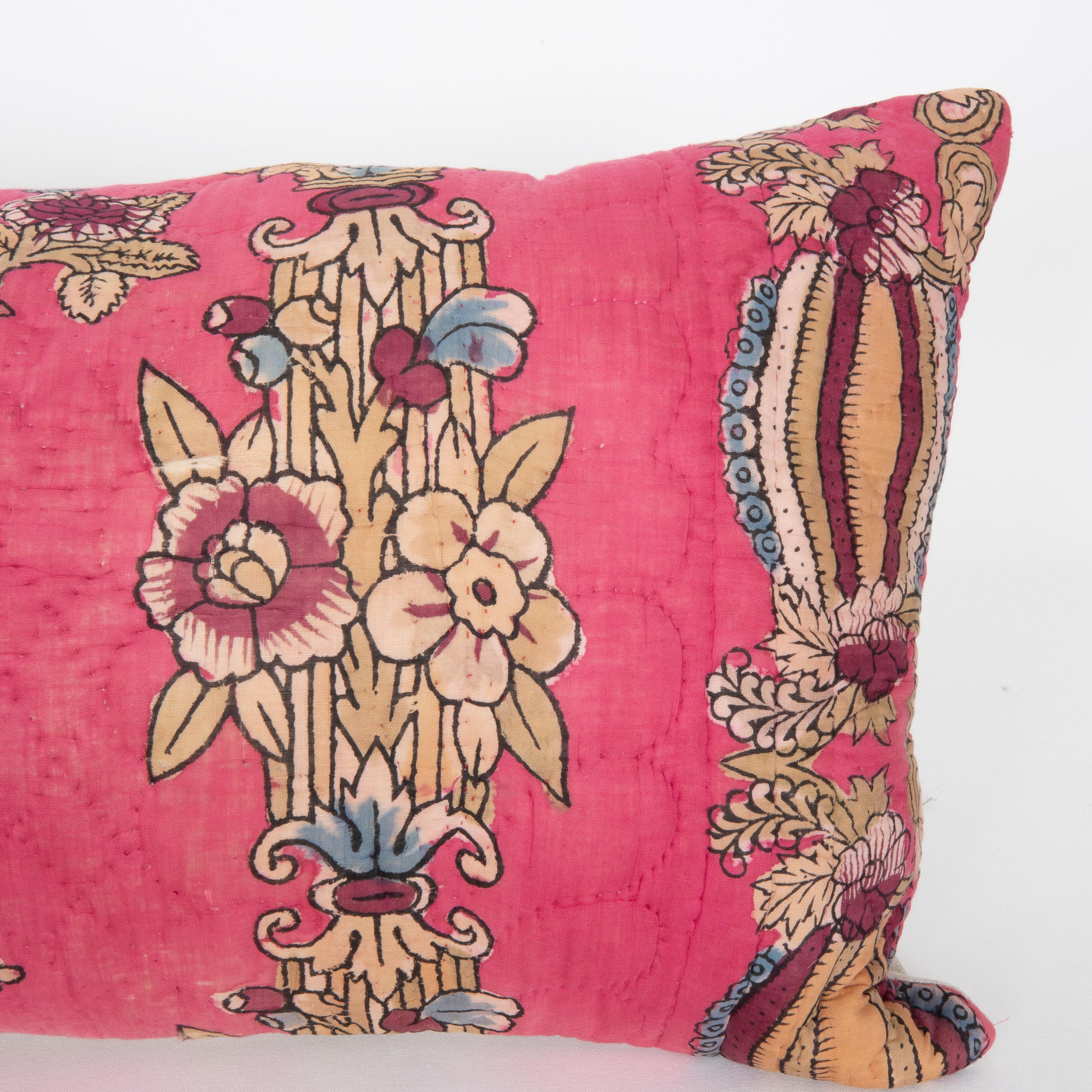 Quilted Pillow Case Made From Mid 20th C. Anatolian Quilt For Sale