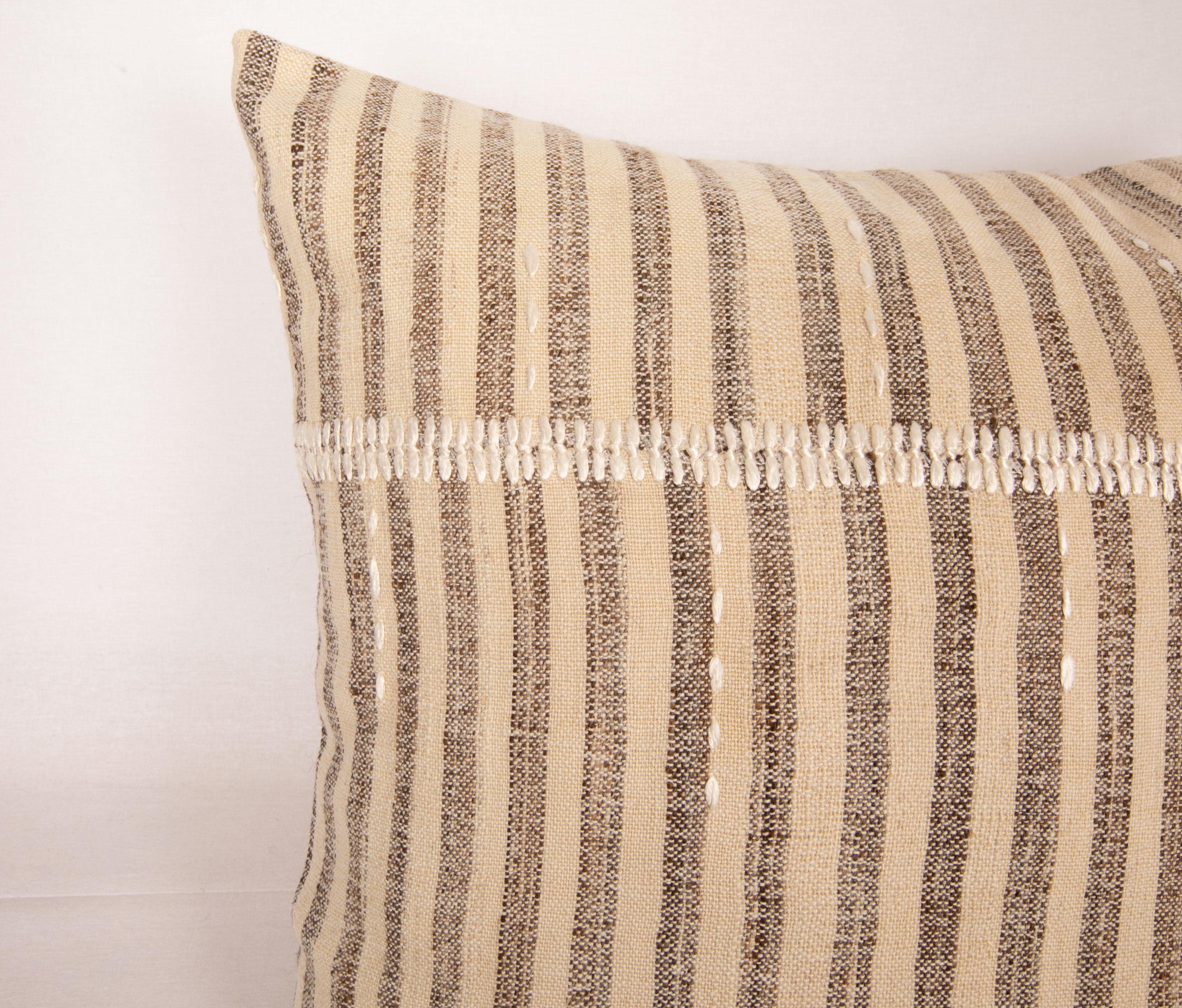 Hand-Woven Pillow Case Made from Rustic Anatolian Vintage Kilim