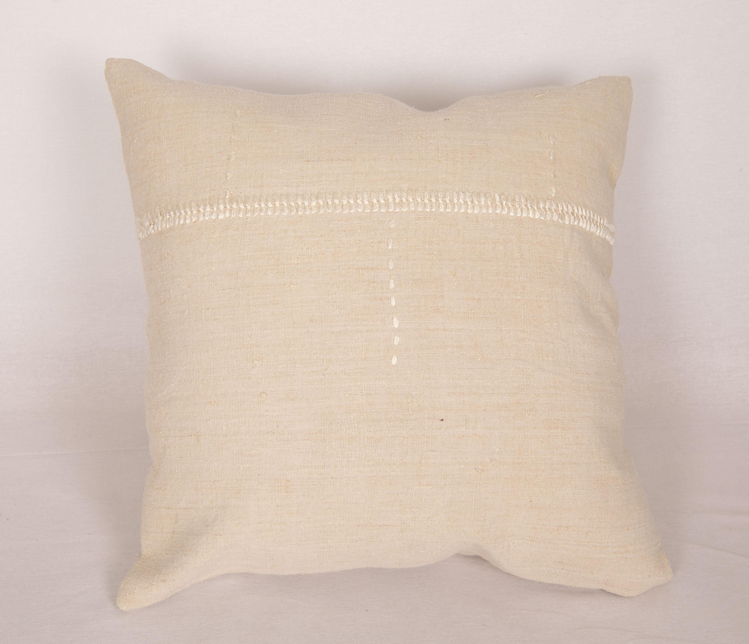 Turkish Pillow Case Made from Rustic Anatolian Vintage Linen Textile For Sale
