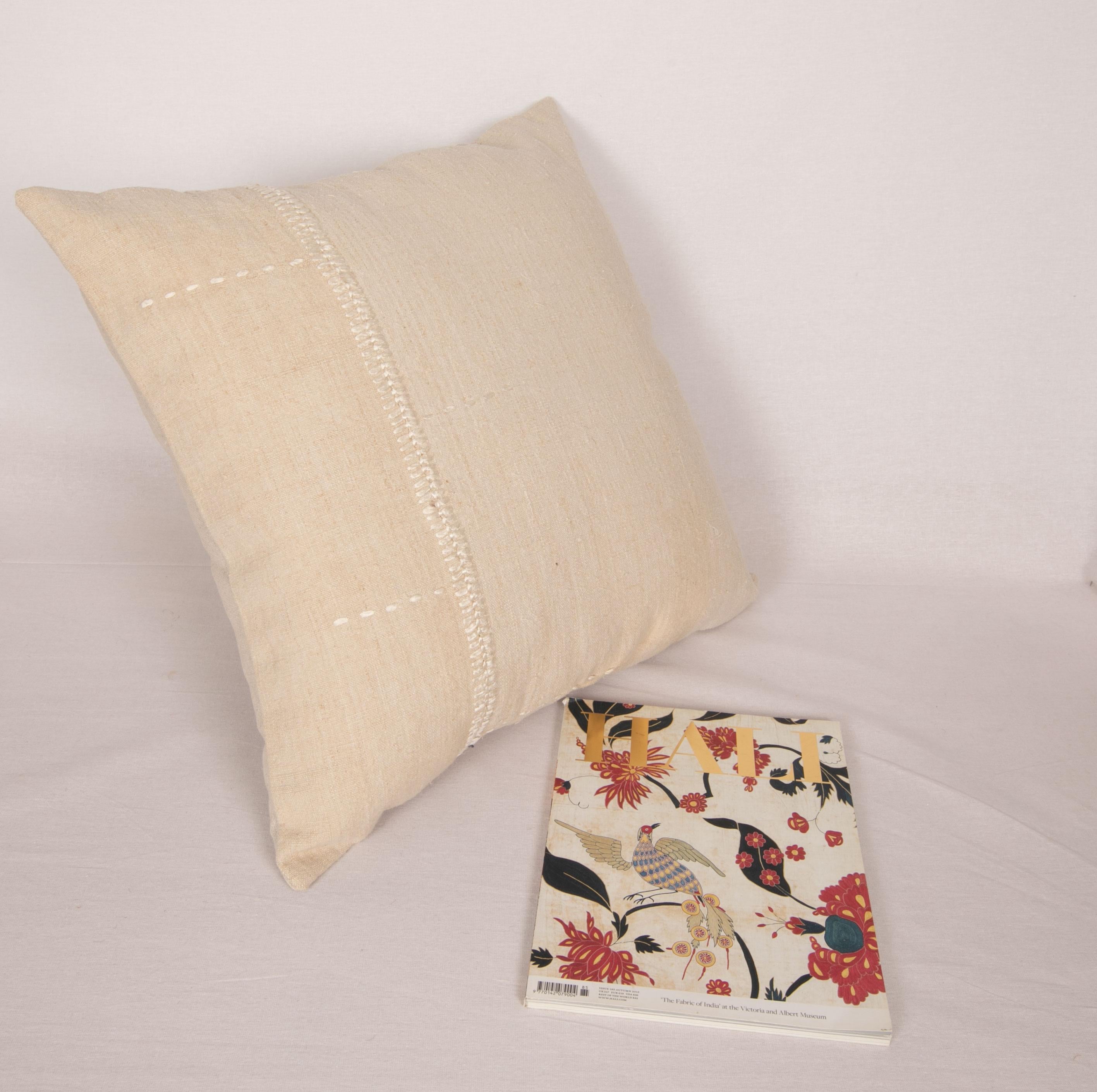 Pillow Case Made from Rustic Anatolian Vintage Linen Textile For Sale 1