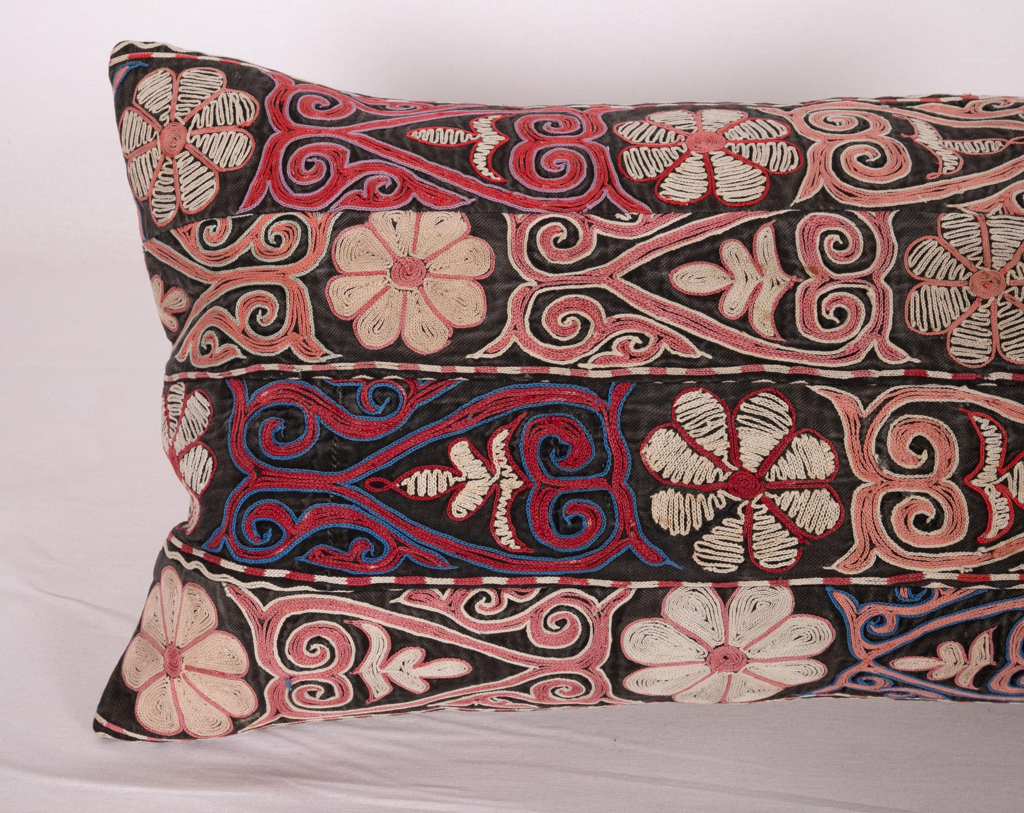 Embroidered Pillow Case Made from the Borders of a Kyrgyz / Kazak Embroidery