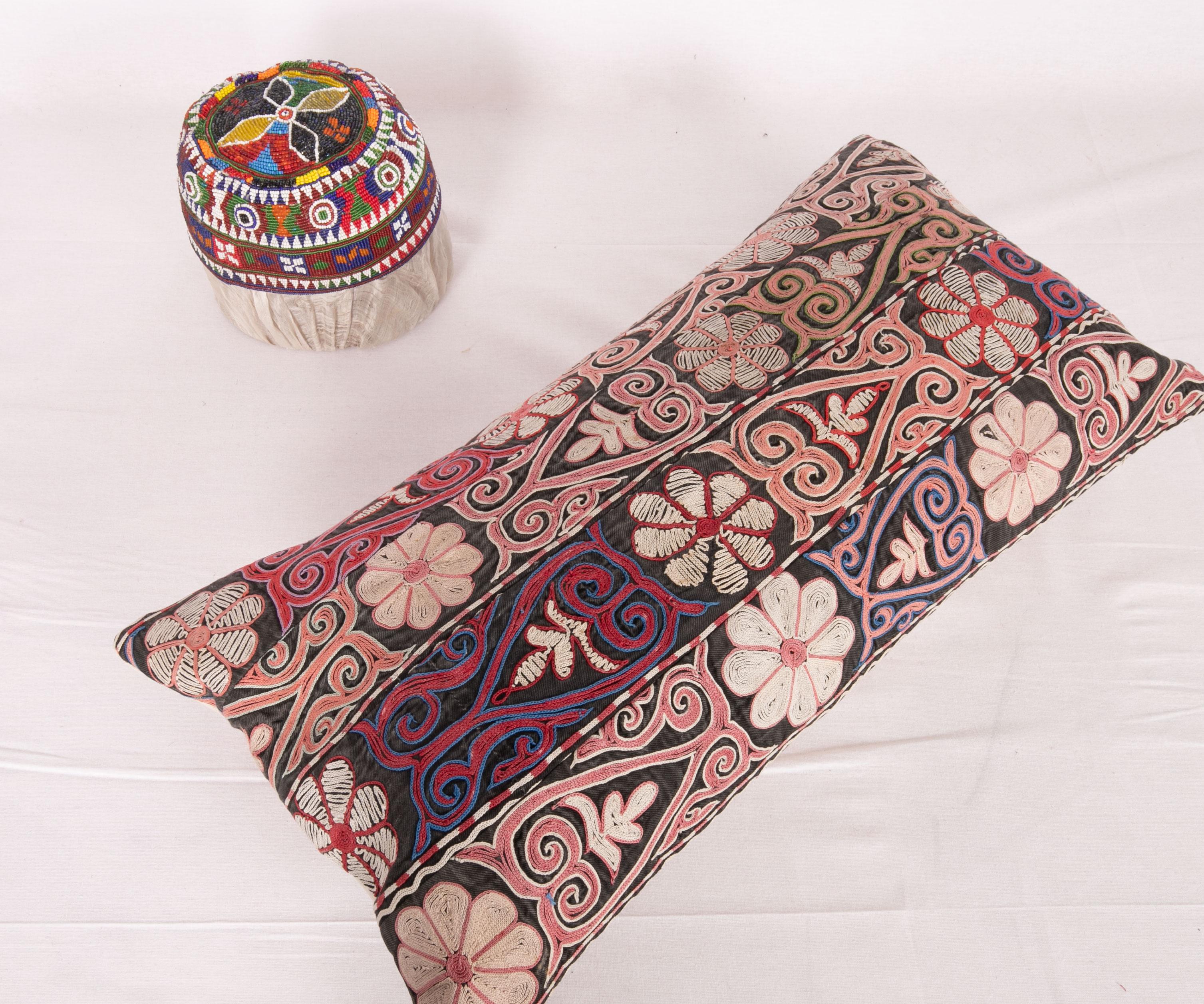 Cotton Pillow Case Made from the Borders of a Kyrgyz / Kazak Embroidery