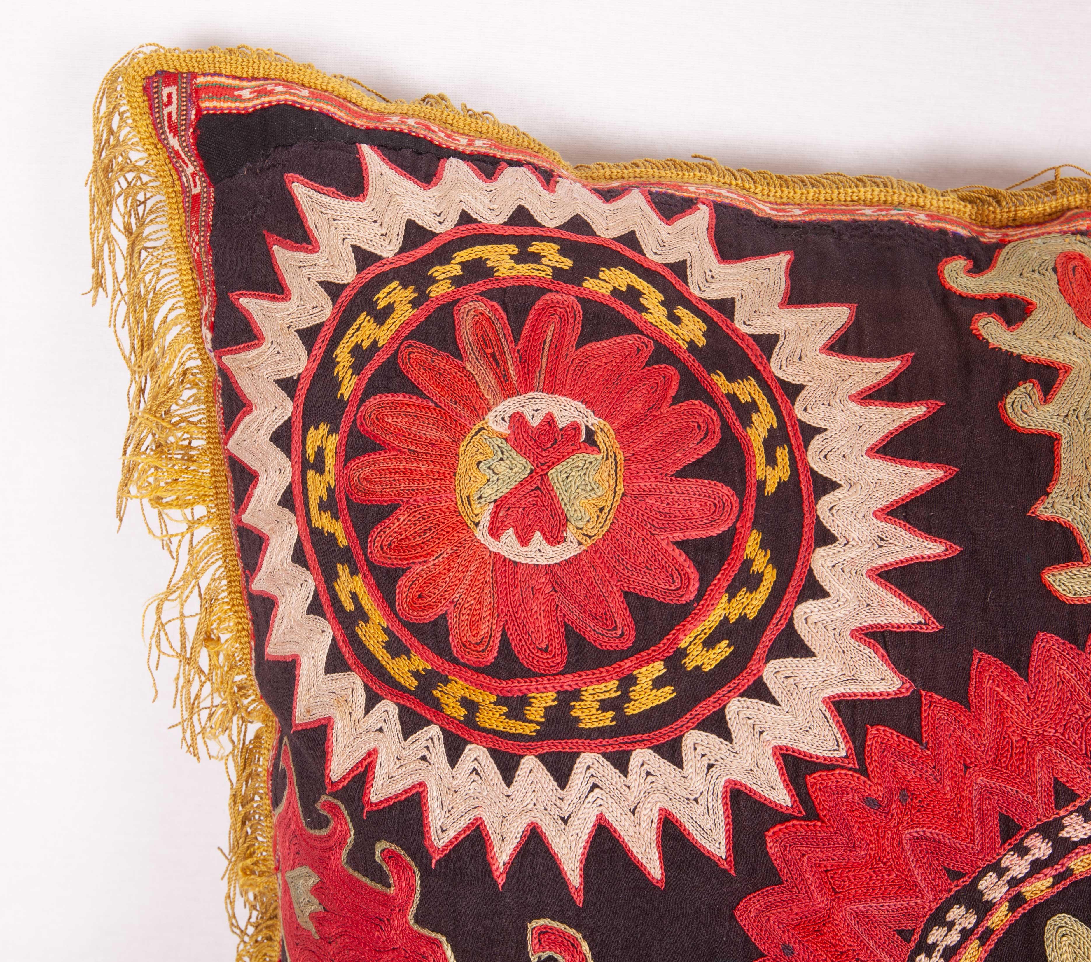 Embroidered Pillow Casefashioned from a Lakai Uzbek Mirror Bag , Late 19th Century