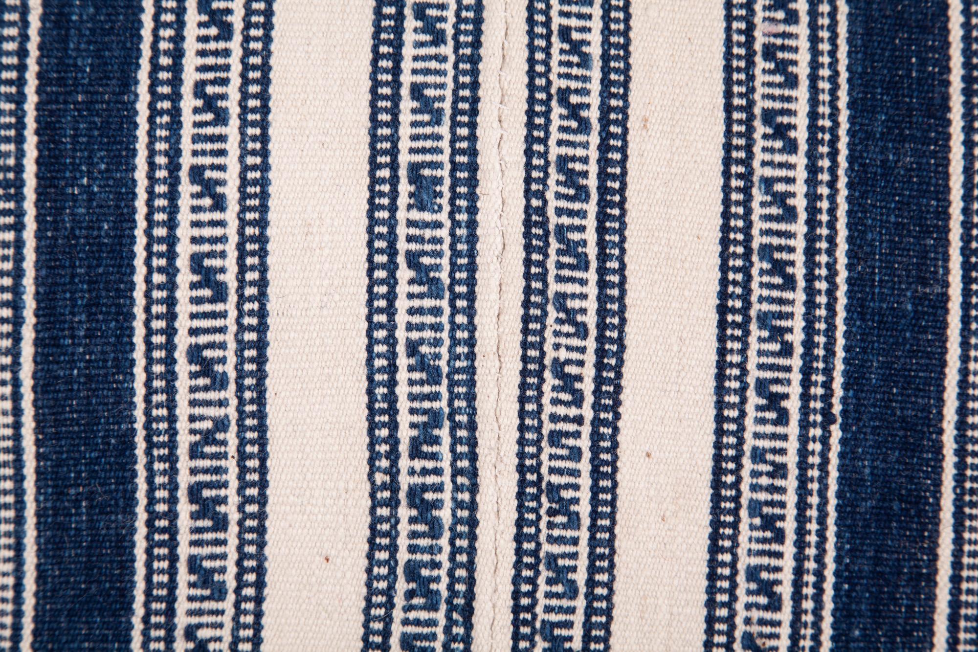 Turkish Pillow Cases Fashioned from a Early 20th Century Indigo Cotton Jajim
