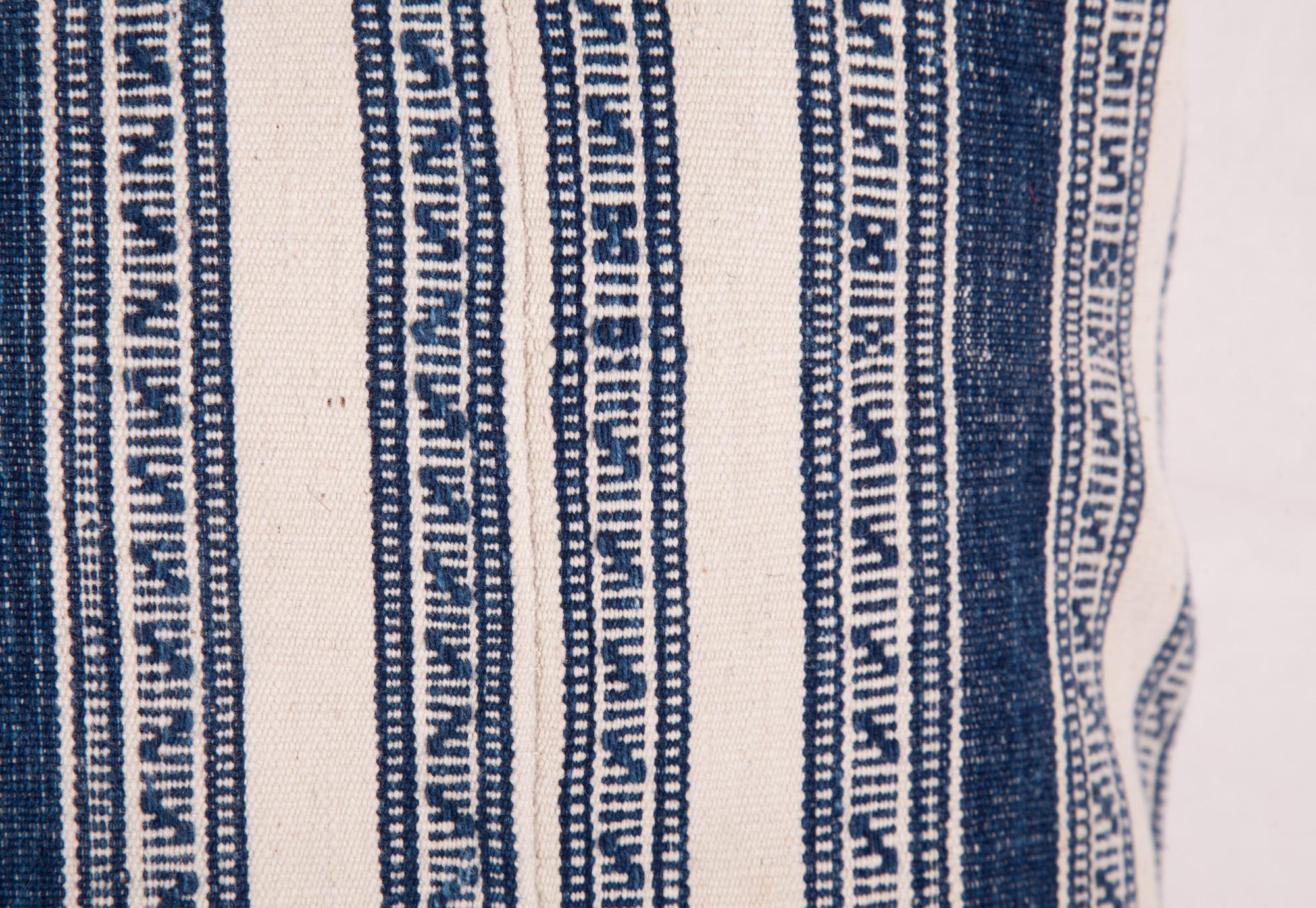 Hand-Woven Pillow Cases Fashioned from a Early 20th Century Indigo Cotton Jajim