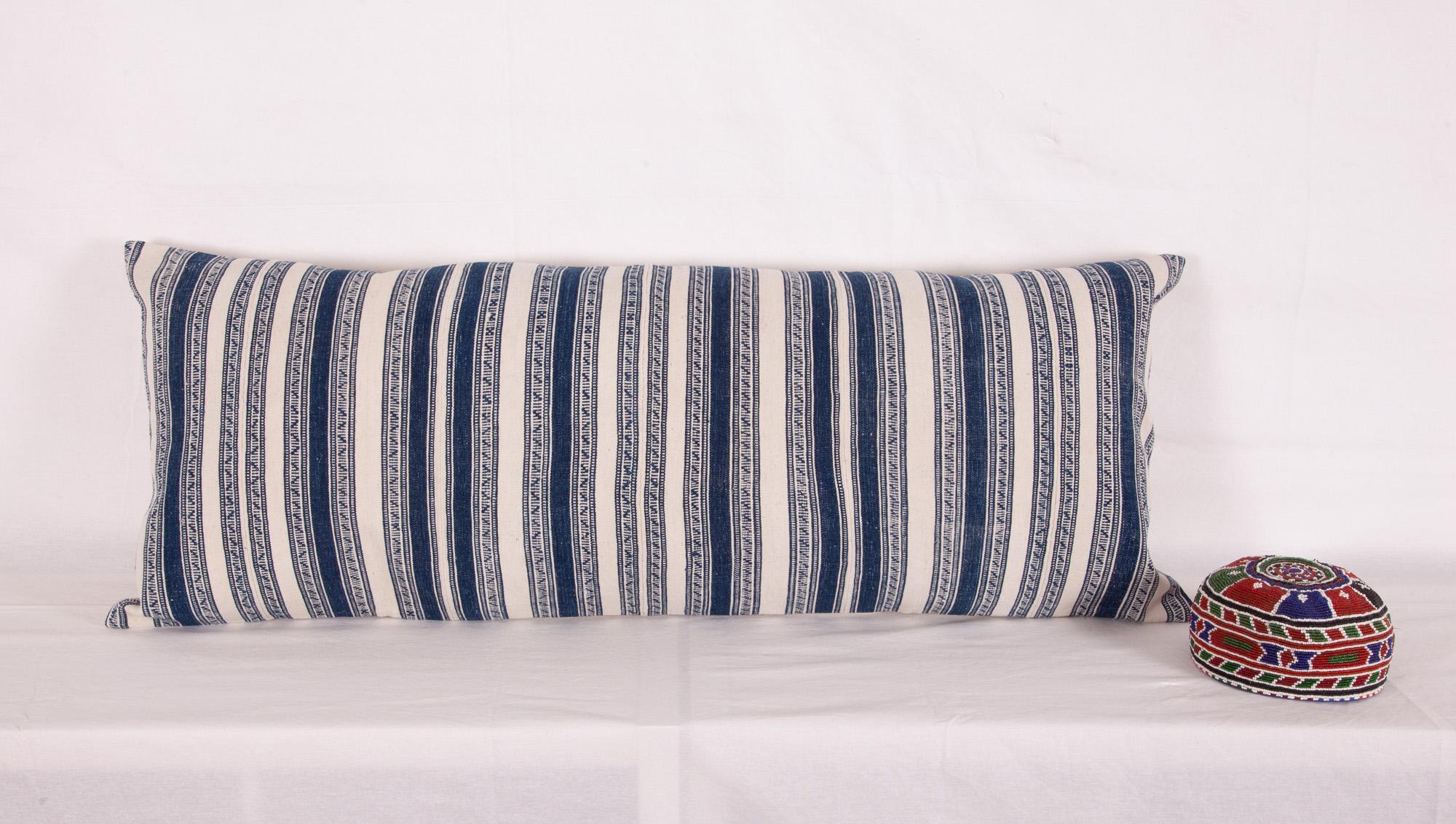 Pillow Cases Fashioned from a Early 20th Century Indigo Cotton Jajim In Good Condition In Istanbul, TR