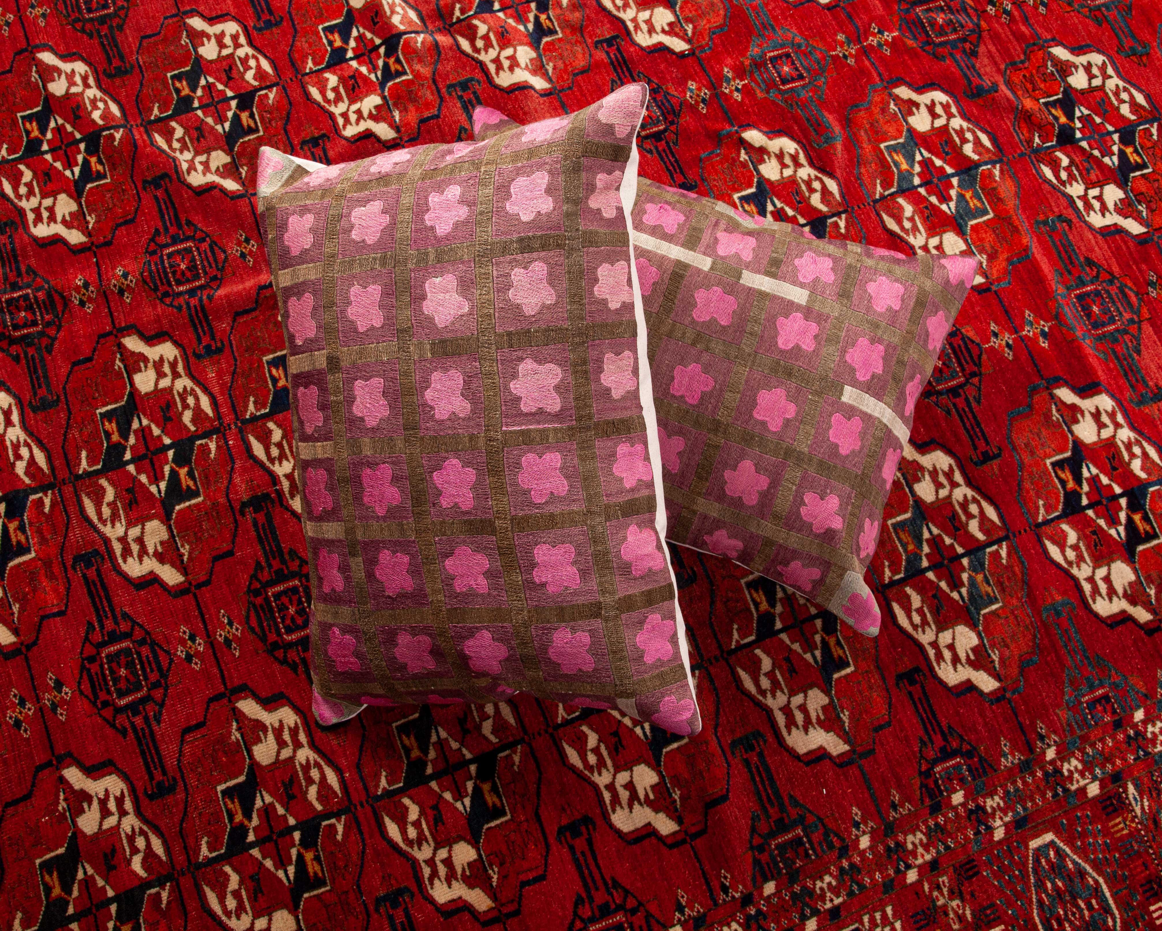 Pillow Cases Fashioned from a Mid-20th Century Tashkent Suzani, Uzbekistan 5