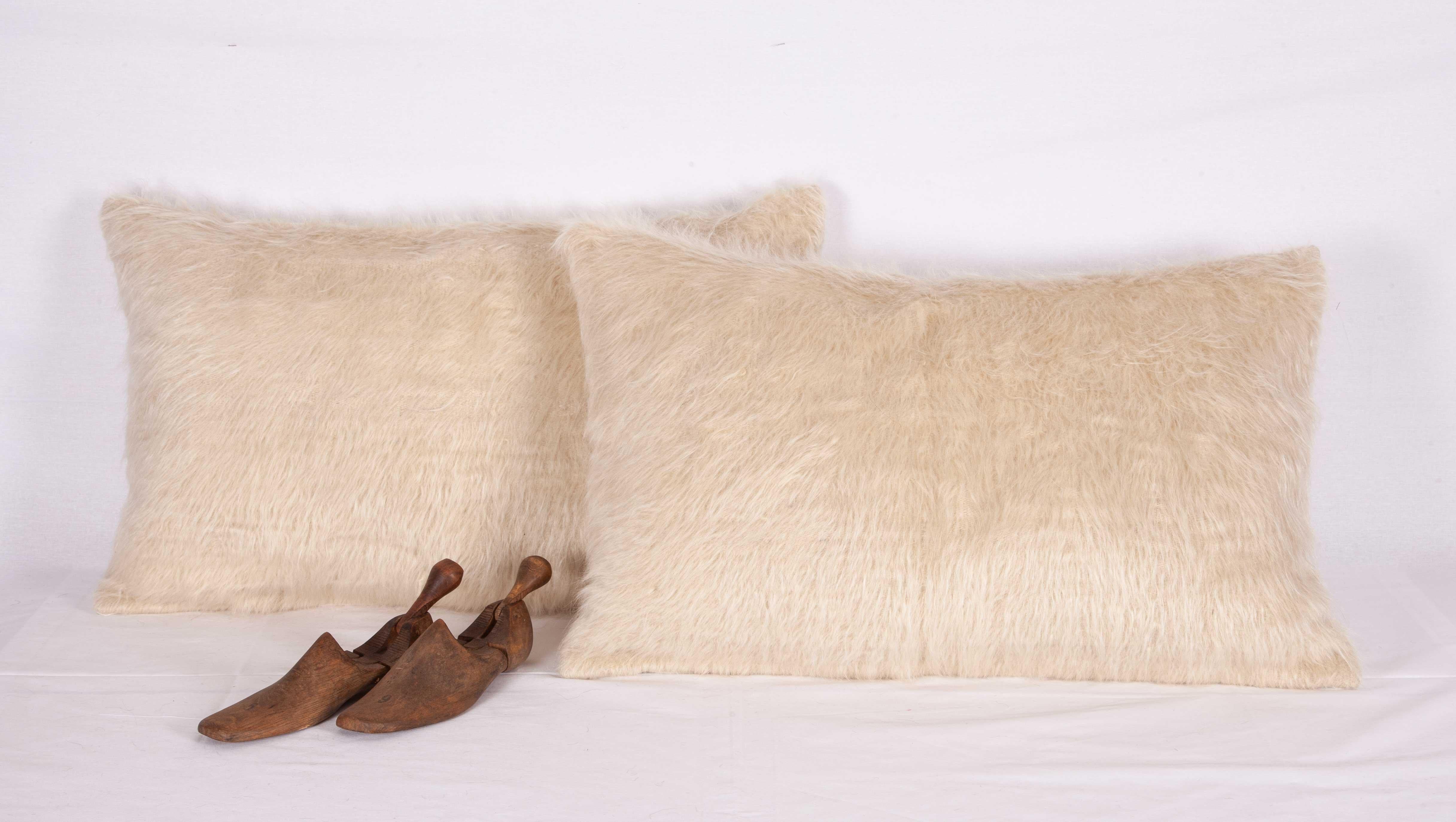 Turkish Pillow Cases Fashioned from a Mid-20th Century Anatolian Angora Siirt Blanket