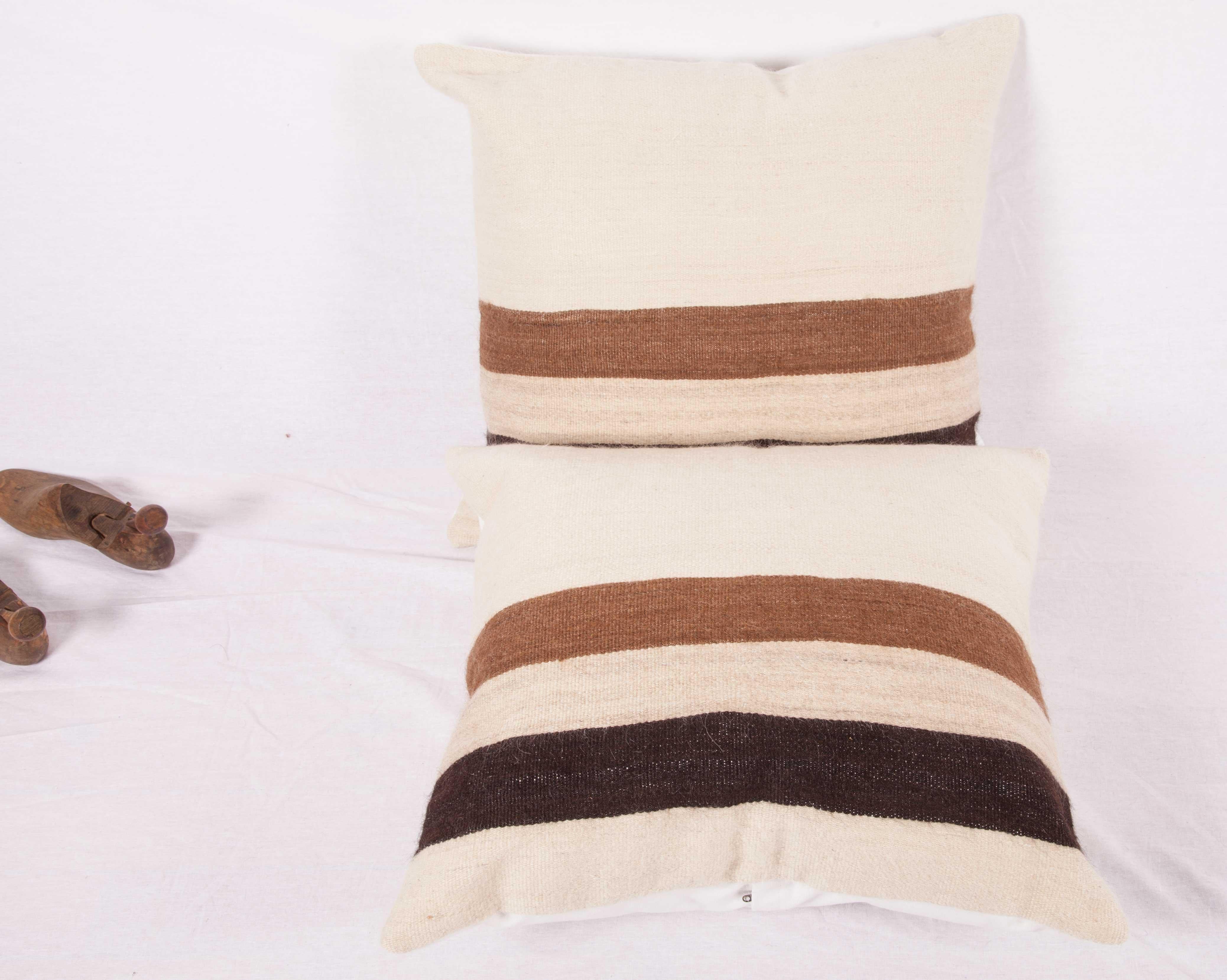 Hand-Woven Pillow Cases Fashioned from a Mid-20th Century Anatolian Angora Siirt Blanket
