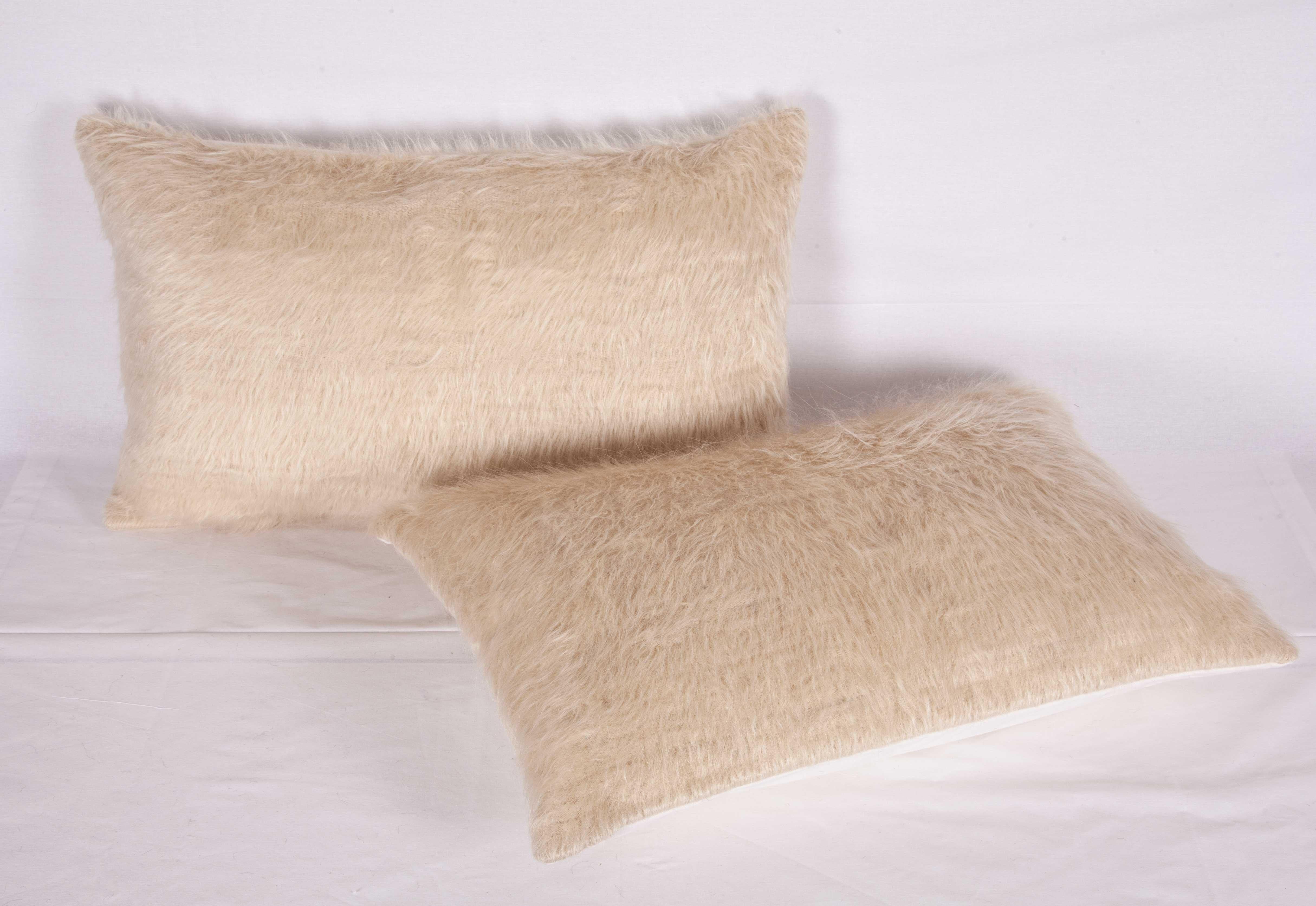 Hand-Woven Pillow Cases Fashioned from a Mid-20th Century Anatolian Angora Siirt Blanket