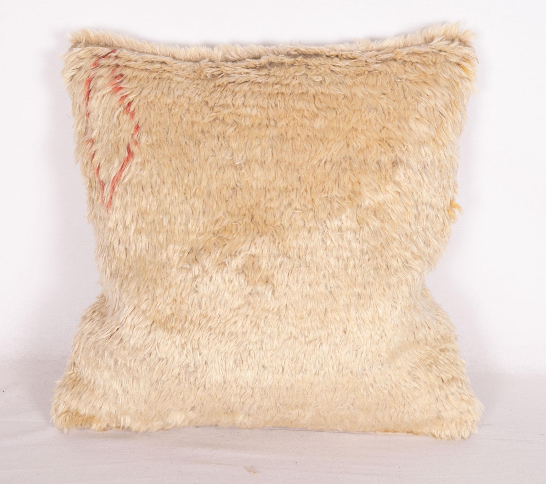Hand-Knotted Pillow Cases Fashioned from a Mid-20th Century Angora Tulu Rug