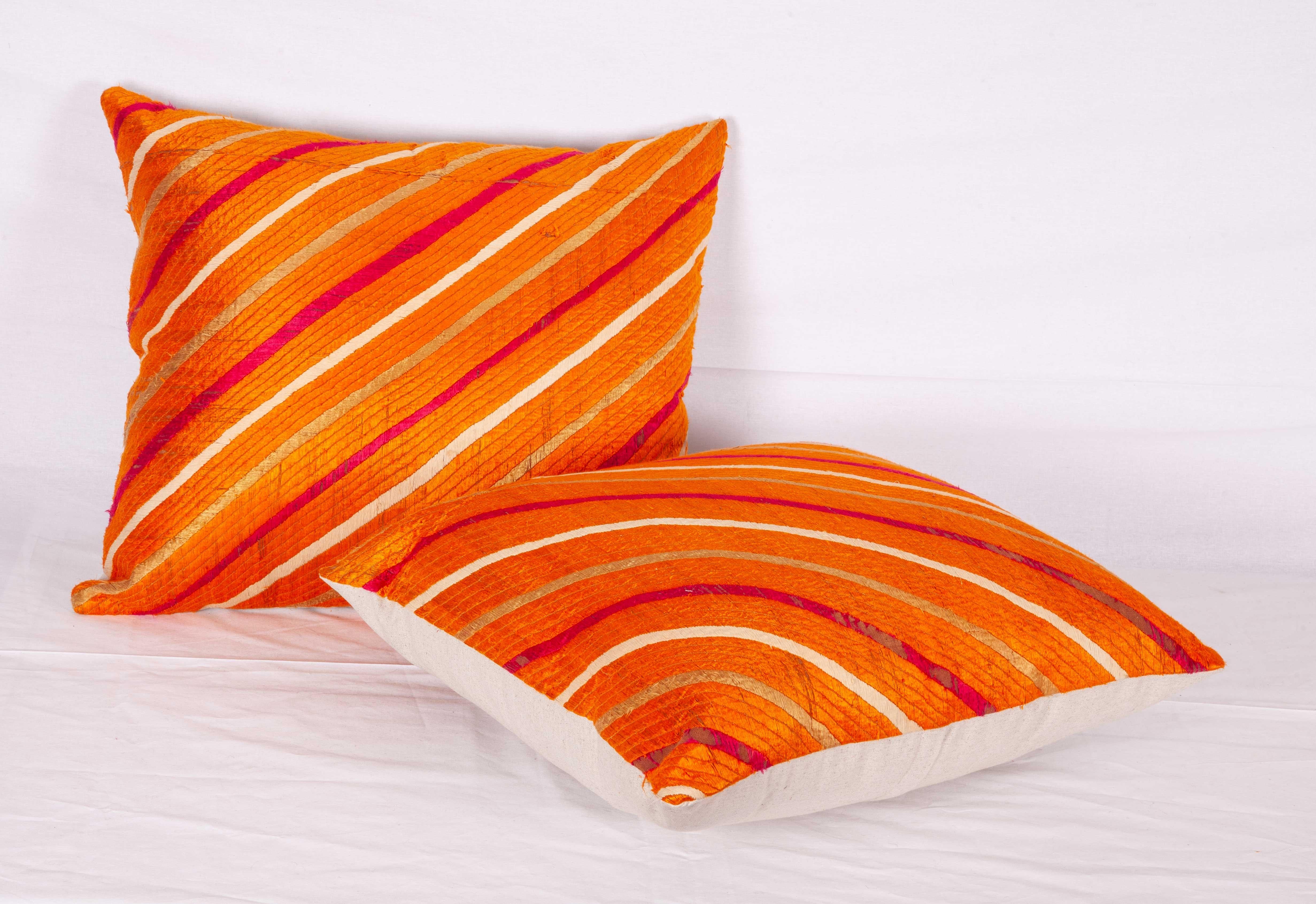 Pillow Cases Fashioned from a Phulkari 'wedding shawl' from India In Good Condition For Sale In Istanbul, TR